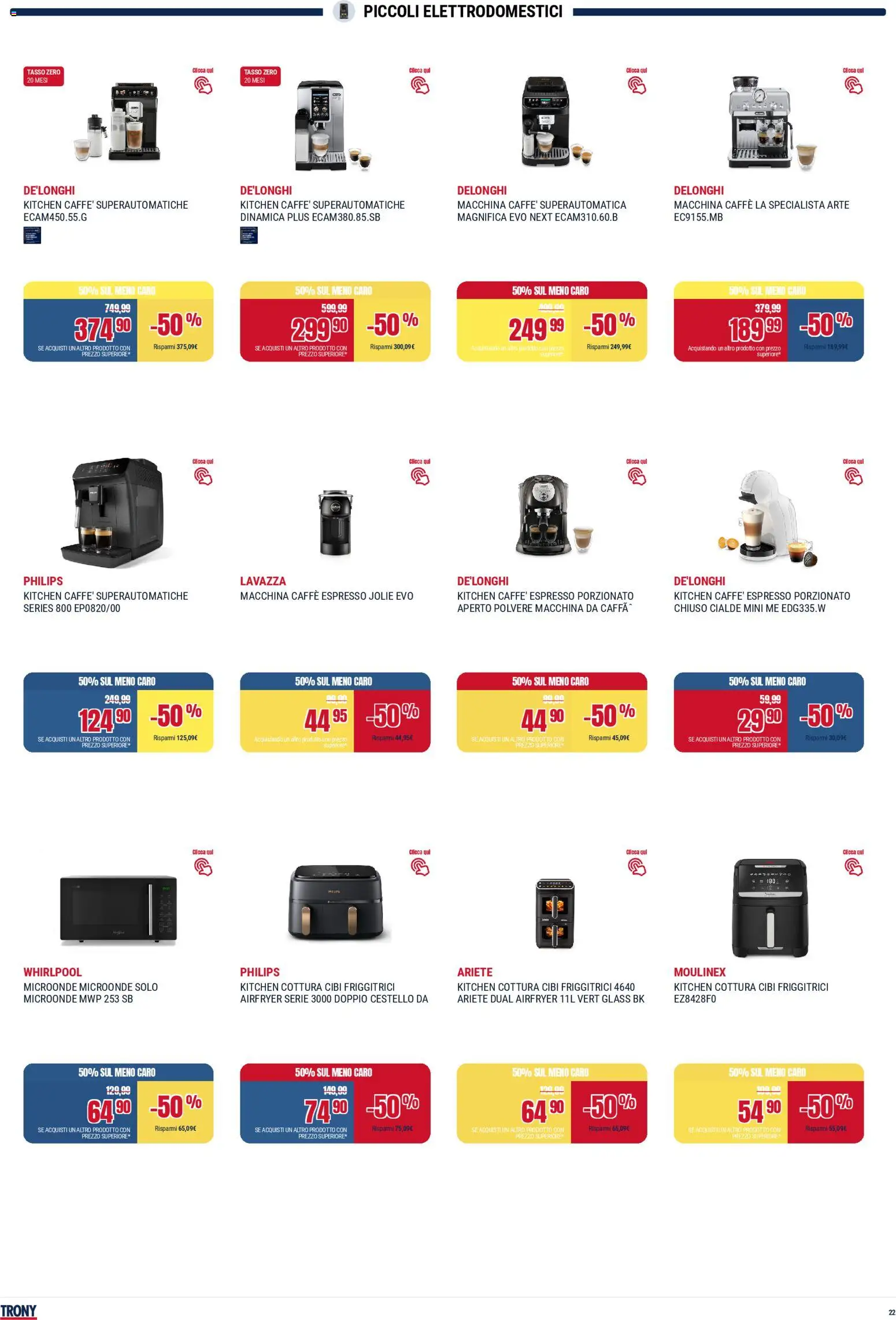 Volantino Trony del 28.04.2026 | Pagina: 22 | Prodotti: Microonde, Caffè, Lavazza