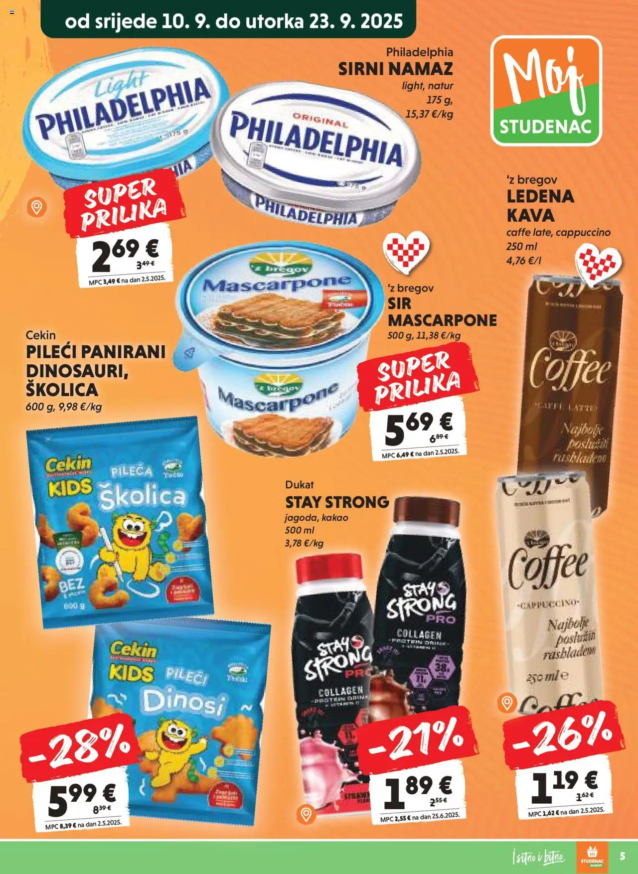 Studenac katalog | vrijedi od 10.09.2025 | Stranica: 5 | Proizvodi: Mascarpone, Kava, Cappuccino, Namaz