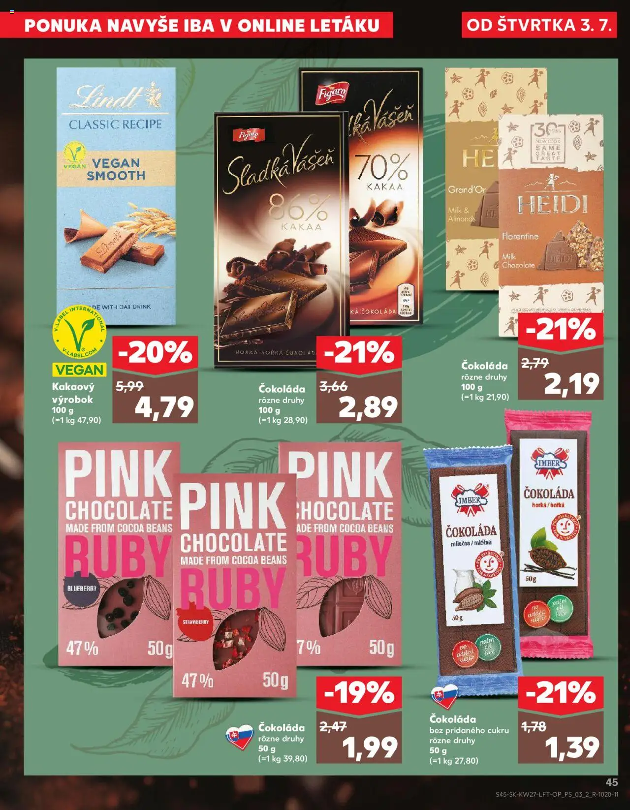 Nové Kaufland akcie – leták je platný od 03.07.2025 | Strana: 45 | Produkty: Lindt, Čokoláda
