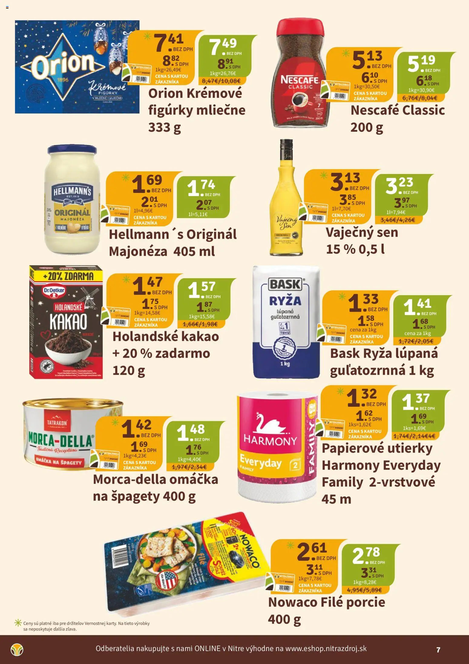 Nové Nitrazdroj akcie – leták je platný od 01.12.2025 | Strana: 7 | Produkty: Ryža, Omáčka, Nescafé Classic, Kakao