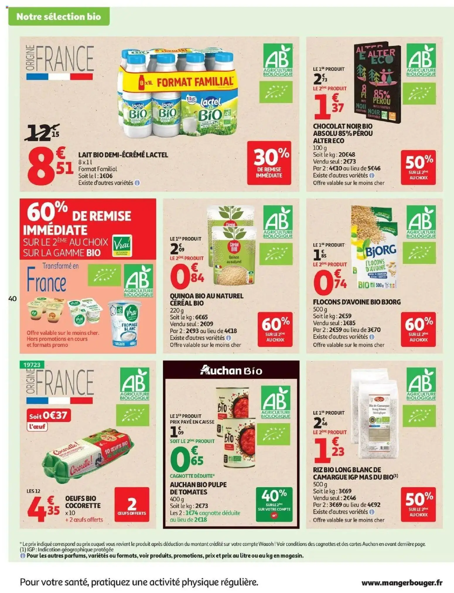 {H1} | Page: 42 | Produits: Flocons, Lait bio, Lait, Chocolat