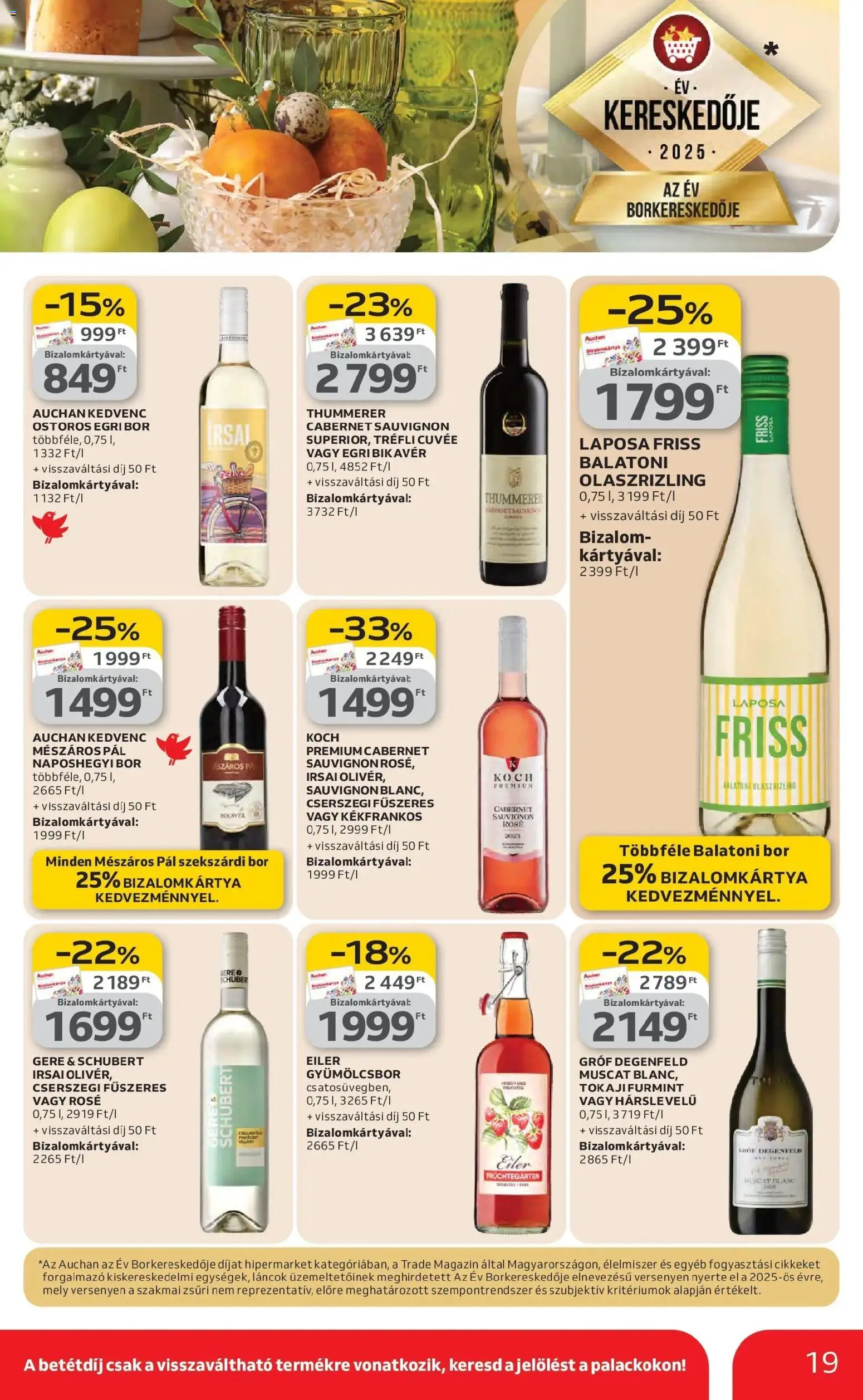 Auchan akciós ujság - amely érvényes a következő dátumtól: 26.02.2026 | Oldal: 19 | Termékek: Bor