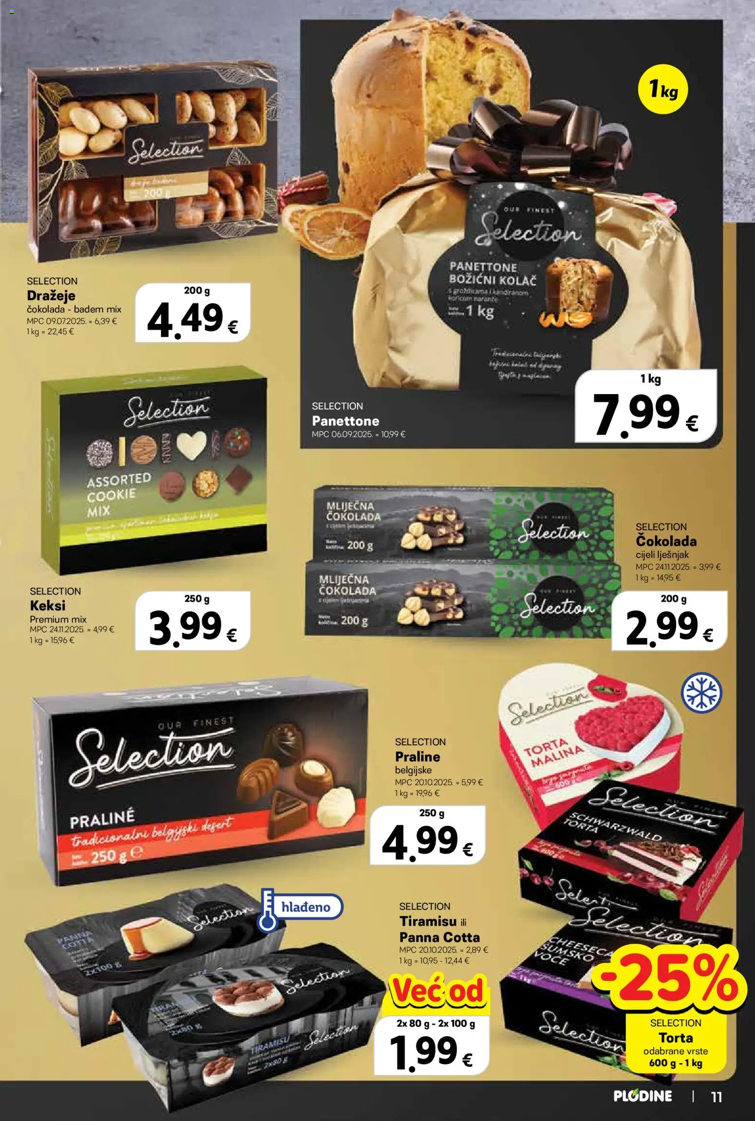 Plodine katalog | vrijedi od 03.12.2025 | Stranica: 11 | Proizvodi: Panettone, Keksi, Čokolada, Badem