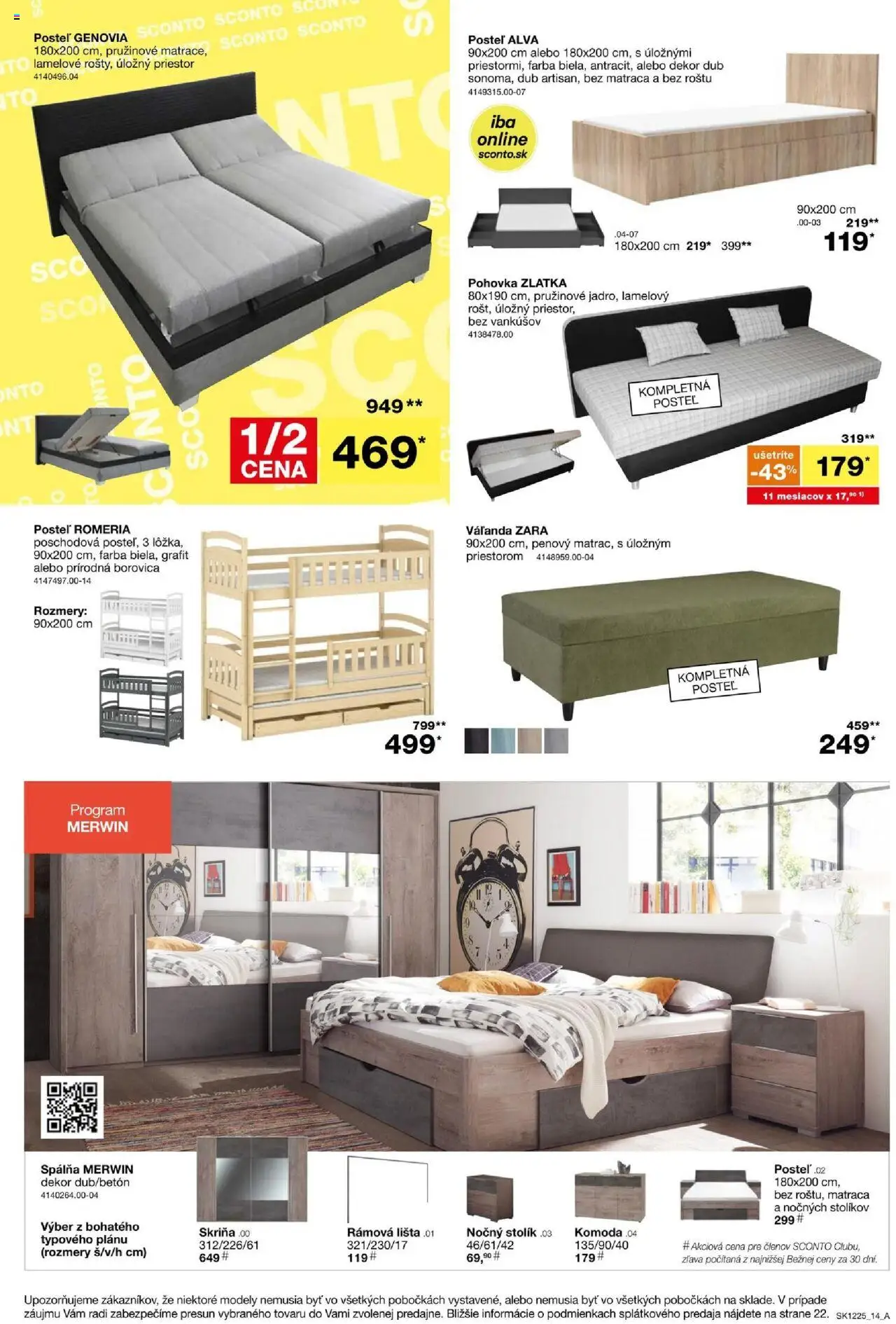 Nové Sconto nábytok akcie – leták je platný od 24.09.2025 | Strana: 14 | Produkty: Posteľ, Pohovka, Skriňa, Nočný stolík