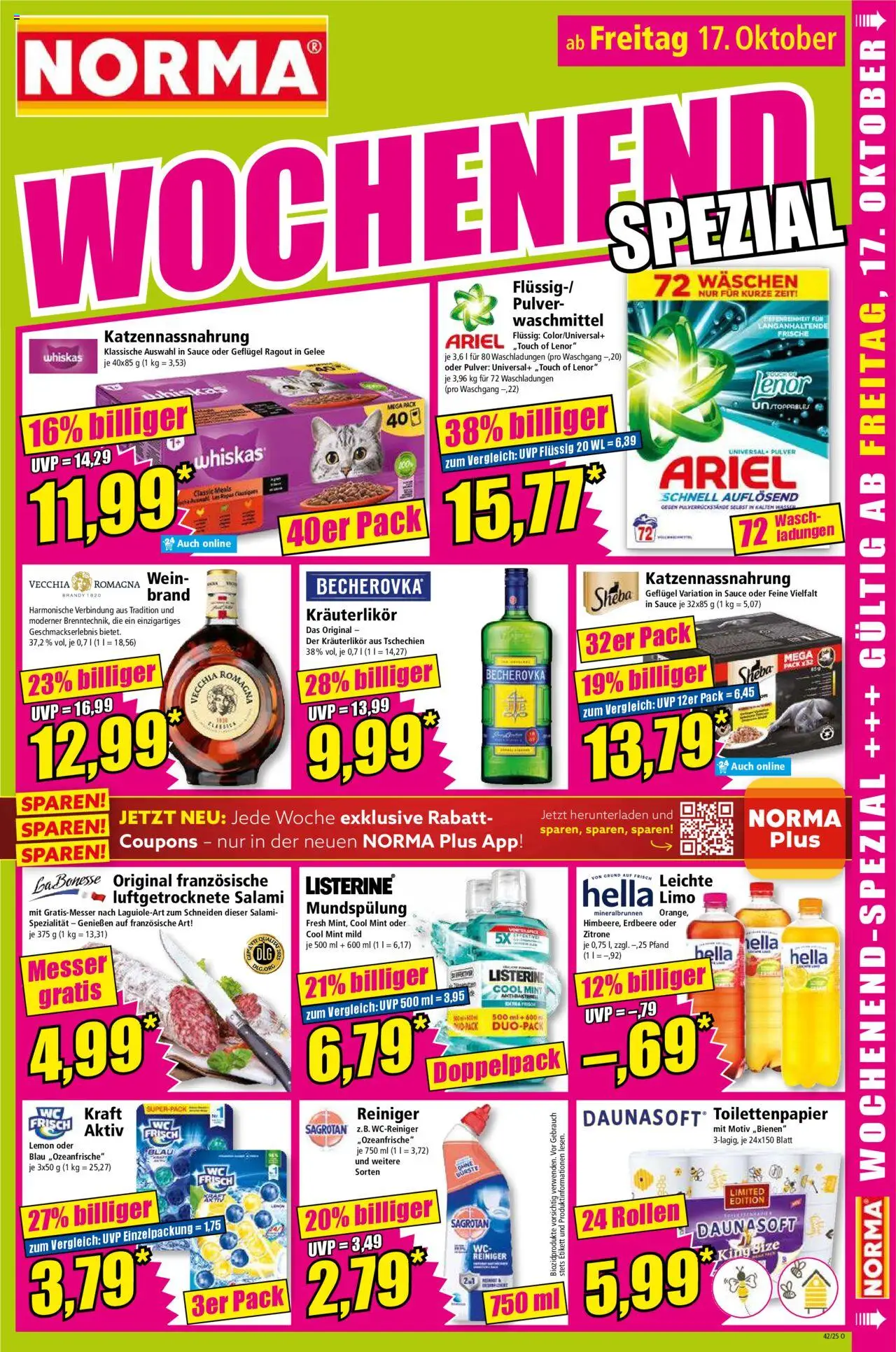 Norma Prospekt 	 – gültig ab 13.10.2025 | Seite: 15 | Produkte: Lenor, Waschmittel, Hella, Toilettenpapier
