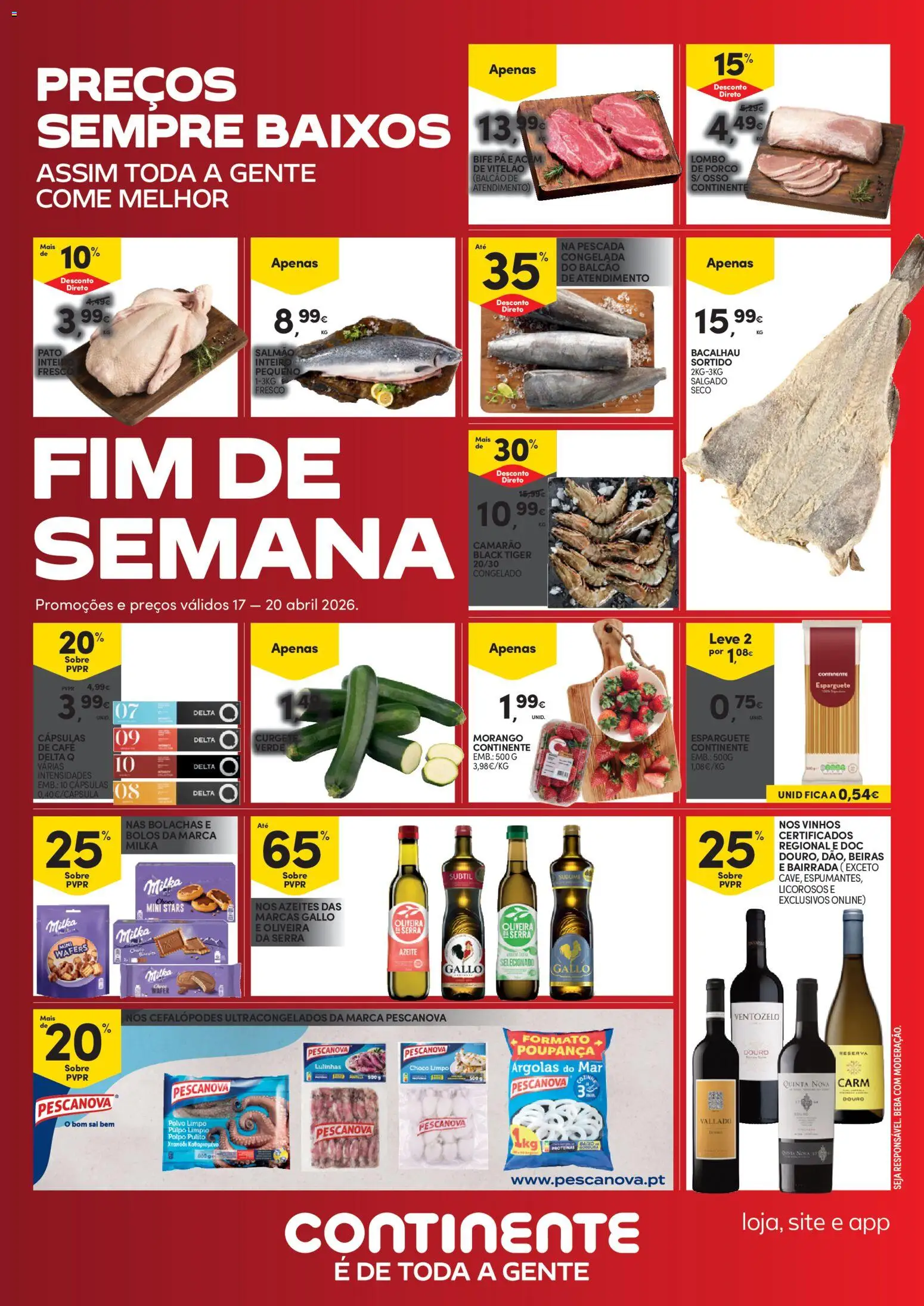 Continente Fim de Semana à Continente │ válido de 17.04.2026 | Página: 1 | Produtos: Azeite, Pescada, Camarão, Salmão