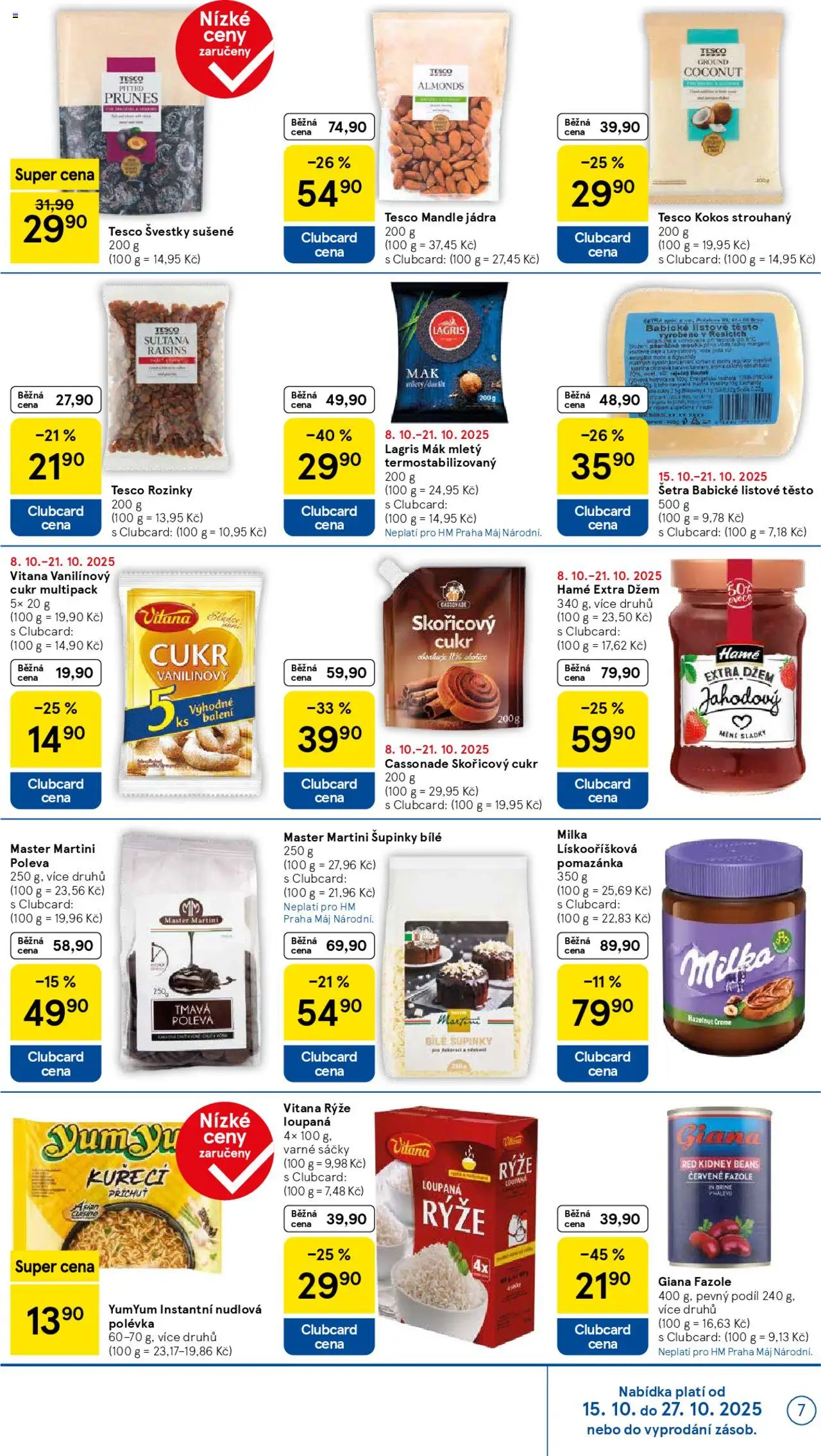 Tesco leták - Hypermarket od 15.10.2025 | Strana: 7 | Produkty: Švestky, Milka, Sušené švestky, Mandle