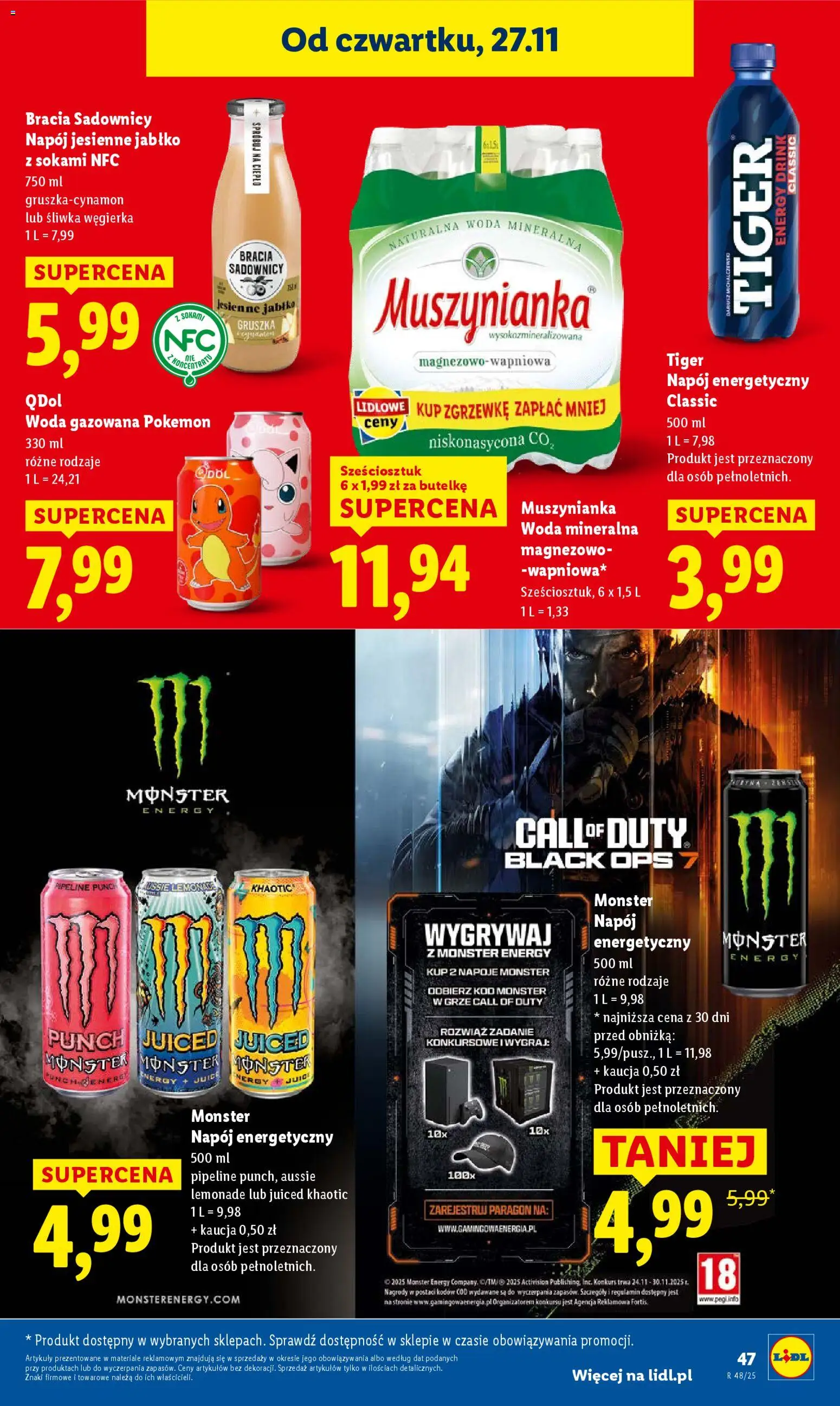 Lidl Black Friday od 27.11.2025 | Strona: 47 | Produkty: Gruszka, Napoje, Muszynianka, Woda