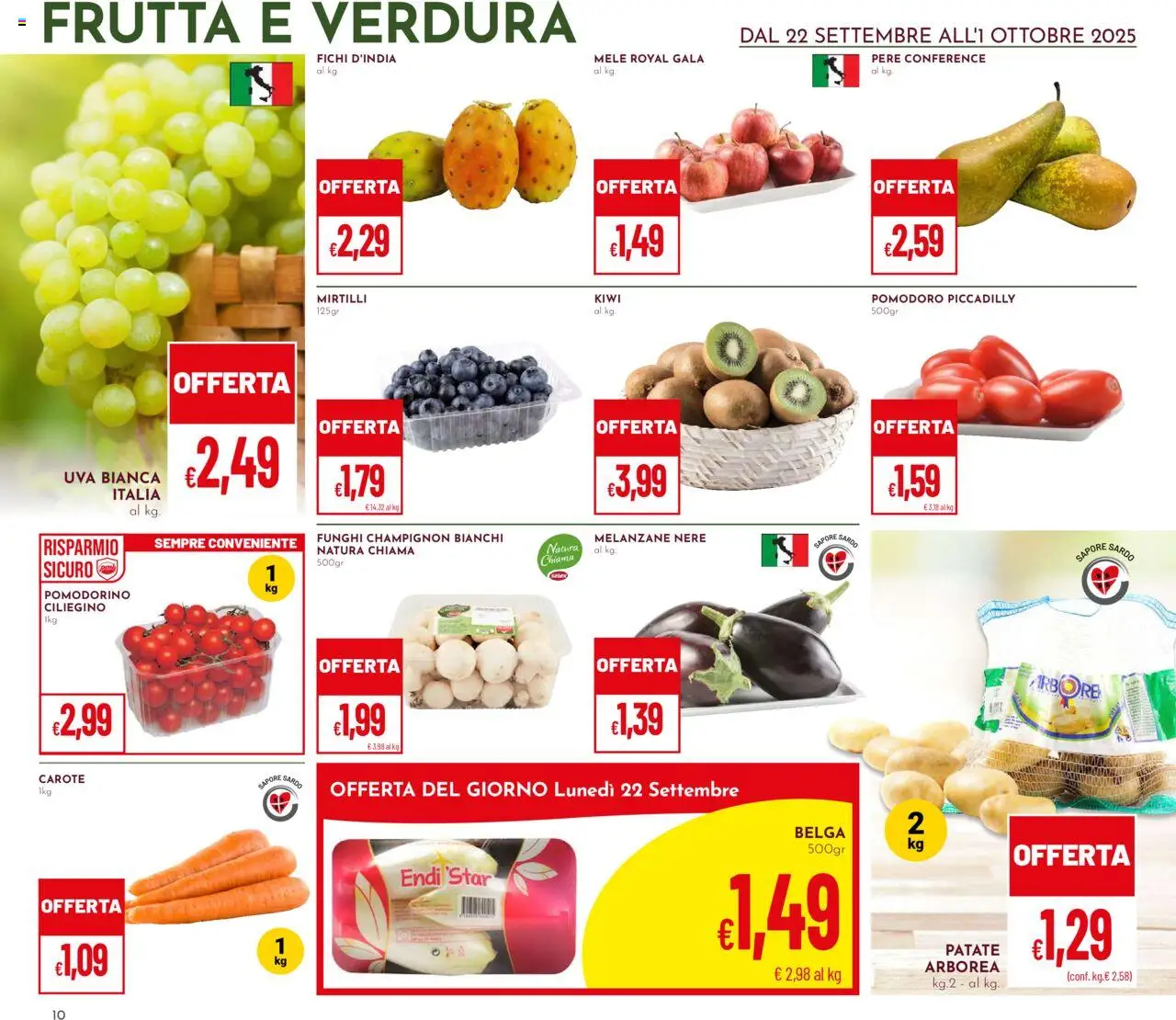 Volantino Pan del 22.09.2025 | Pagina: 10 | Prodotti: Patate, Frutta, Mirtilli, Melanzane