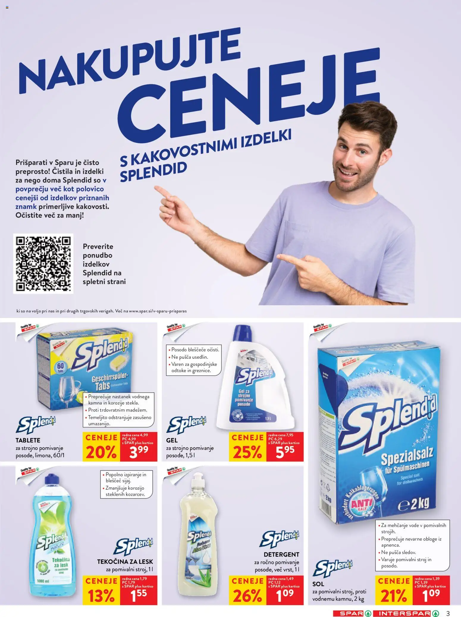 Novi Spar katalog ponudbe – veljaven od 28.01.2026 | Stran: 3 | Izdelki: Čistila, Pomivalni stroj, Detergent
