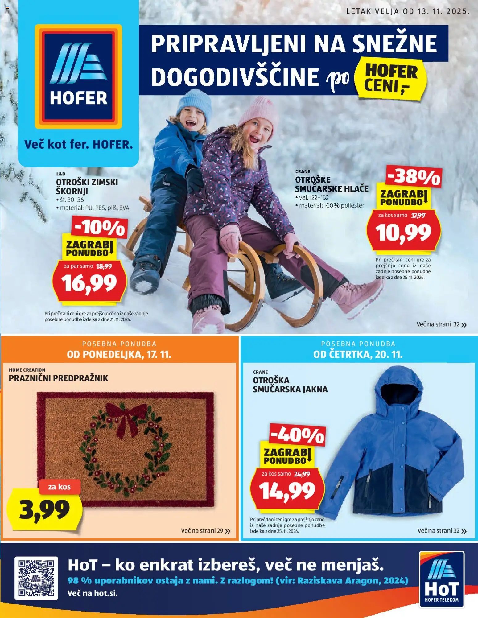 Novi Hofer katalog ponudbe – veljaven od 13.11.2025 | Stran: 1 | Izdelki: Kos, Predpraznik, Jakna, Hlace
