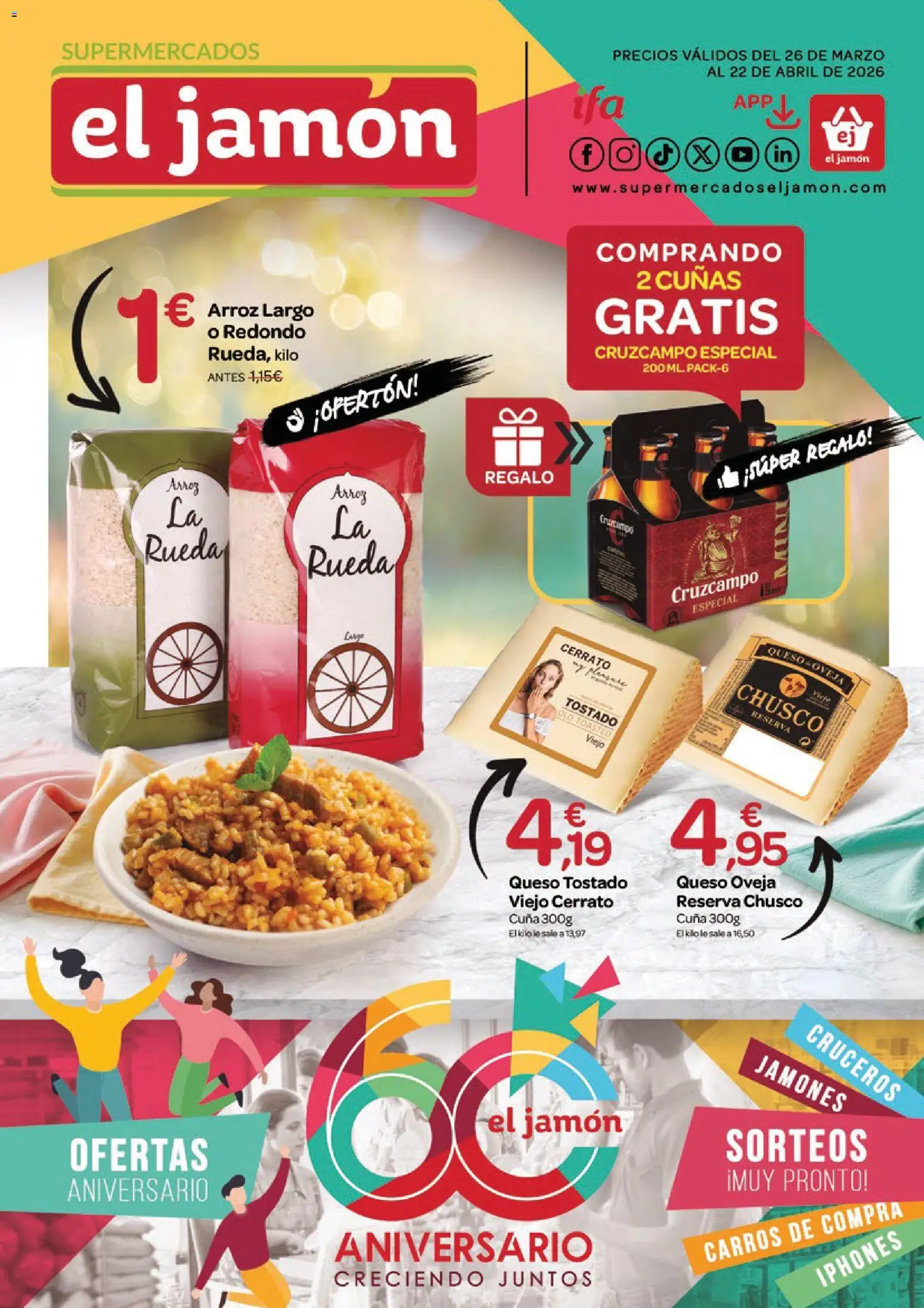 Supermercados El Jamón folleto │ válido desde el 26.03.2026 | Página: 1 | Productos: Queso, Jamón, Arroz, Cuna