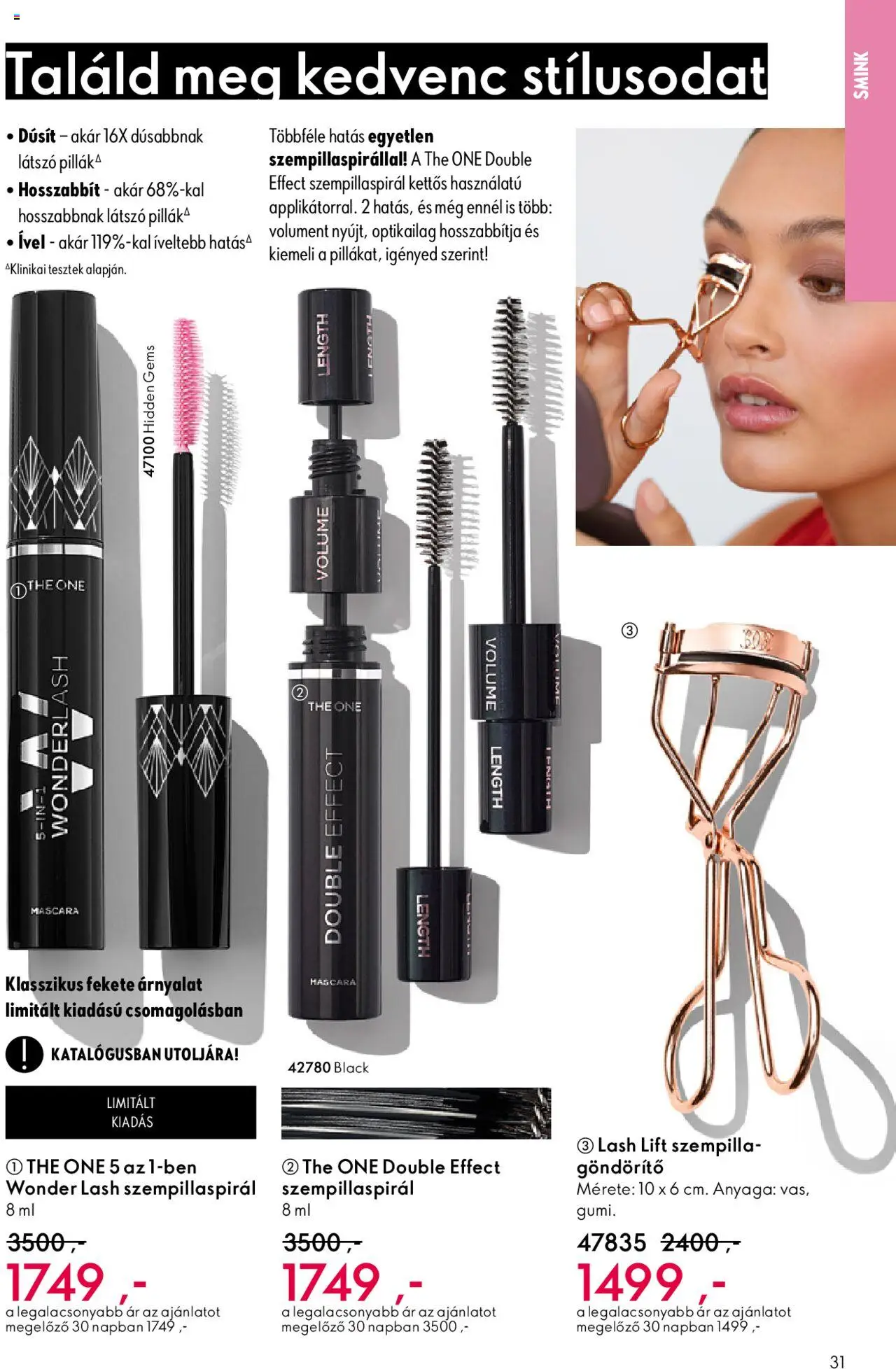 Oriflame akciós ujság - amely érvényes a következő dátumtól: 01.10.2025 | Oldal: 31 | Termékek: Szempillaspirál, Smink