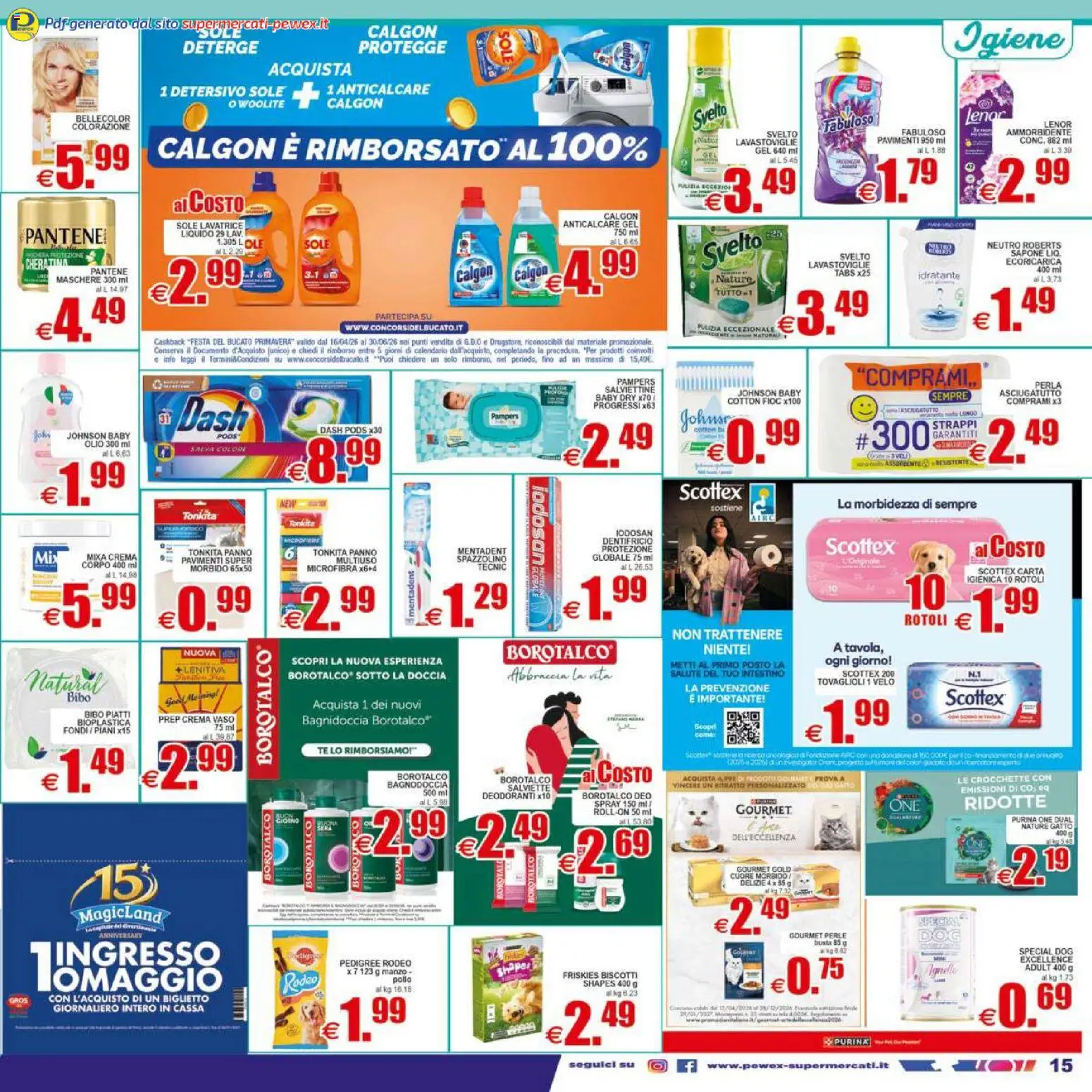 Volantino Pewex del 17.04.2026 | Pagina: 15 | Prodotti: Ammorbidente, Manzo, Biscotti, Doccia