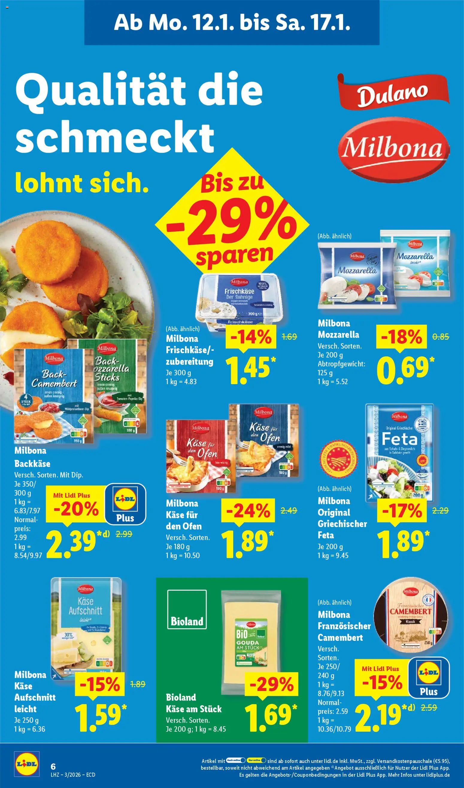 Lidl - Prospekt – gültig ab 12.01.2026 | Seite: 20 | Produkte: Feta, Käse, Mozzarella, Frischkase