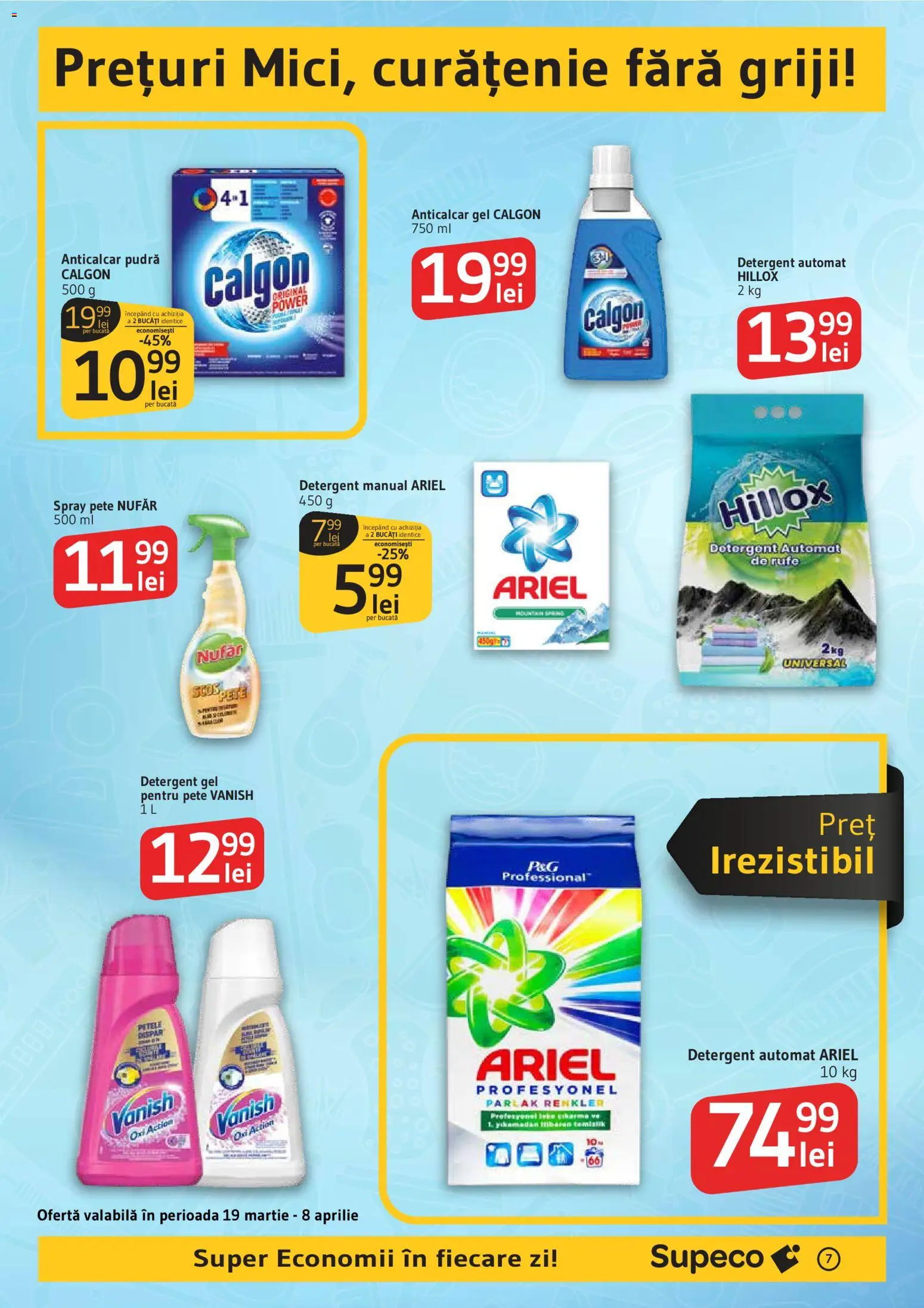 Noul catalog Supeco – valabil de la 19.03.2026 | Pagină: 7 | Produse: Kedi Ödül Oyuncakları, Pudră, Detergent, Çelik Mama ve Su Kabı