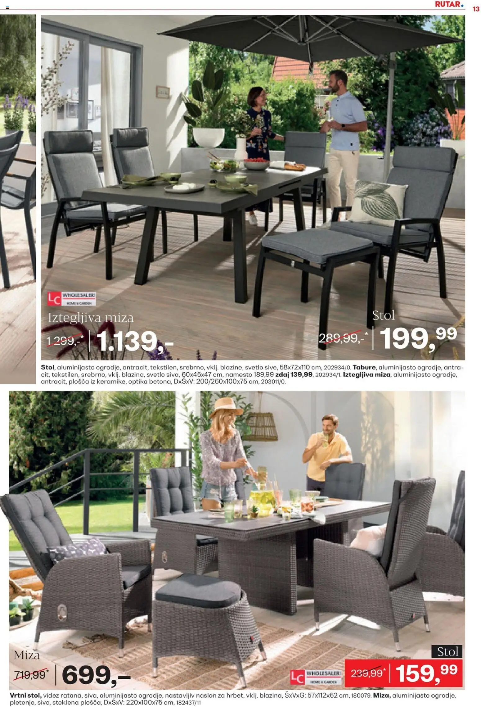 Novi Rutar katalog ponudbe – veljaven od 24.03.2026 | Stran: 13 | Izdelki: Miza, Stol