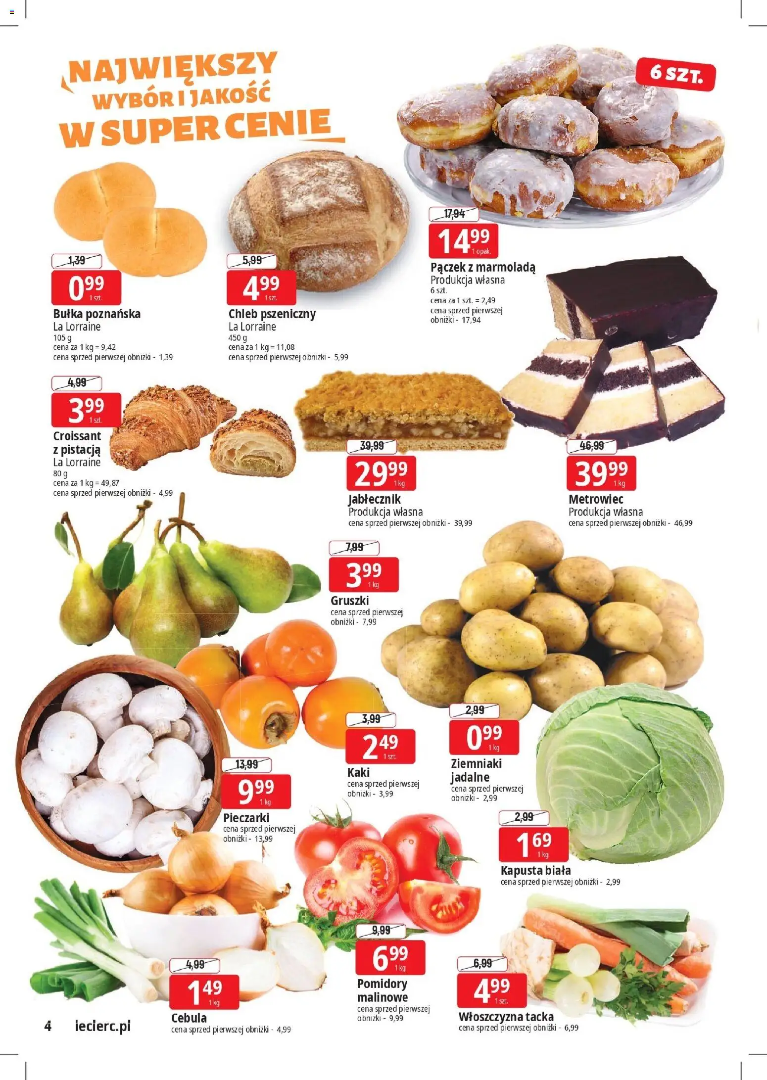 E.Leclerc Gazetka - Elbląg od 03.11.2025 | Strona: 4 | Produkty: Pieczarki, Bułka, Chleb, Kapusta biała