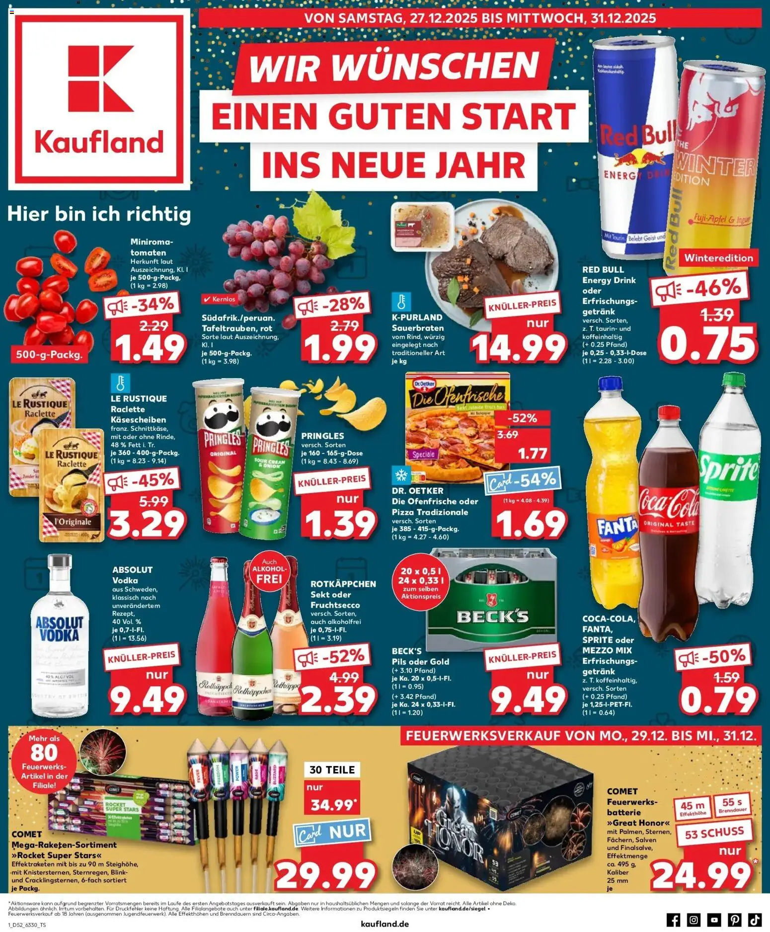 Kaufland prospekt Celle	 – gültig ab 27.12.2025 | Seite: 1 | Produkte: Red bull, Sprite, Pils, Raclette