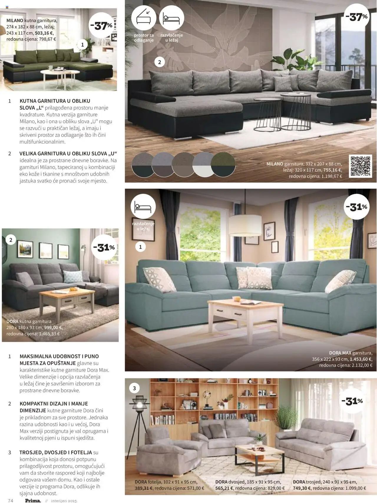 Prima katalog | vrijedi od 01.01.2025 | Stranica: 76 | Proizvodi: Fotelja, Kutna garnitura, Dvosjed