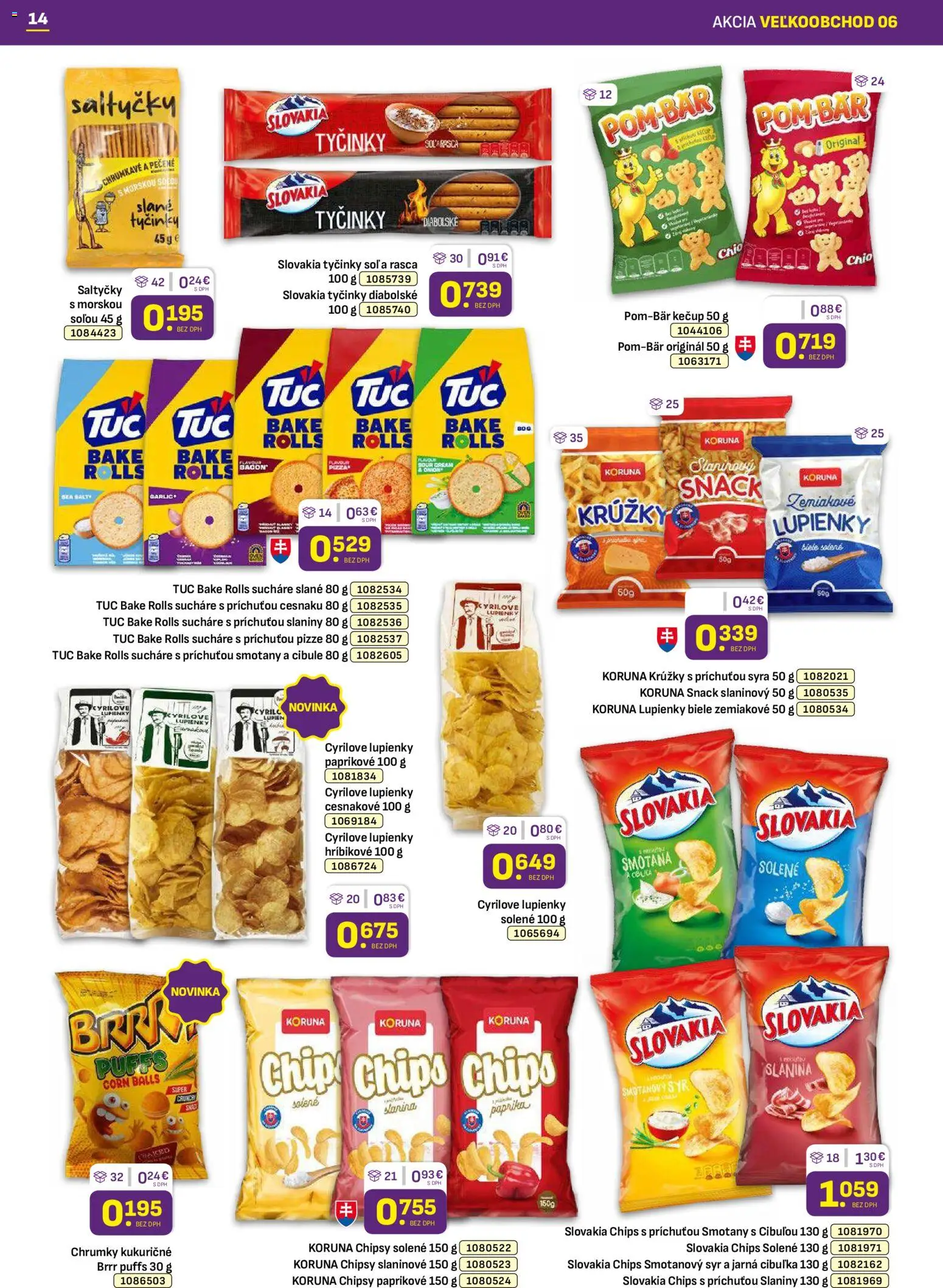Nové Libex akcie – leták je platný od 16.03.2026 | Strana: 14 | Produkty: Jarná cibuľka, Syr, Smotana, Chipsy