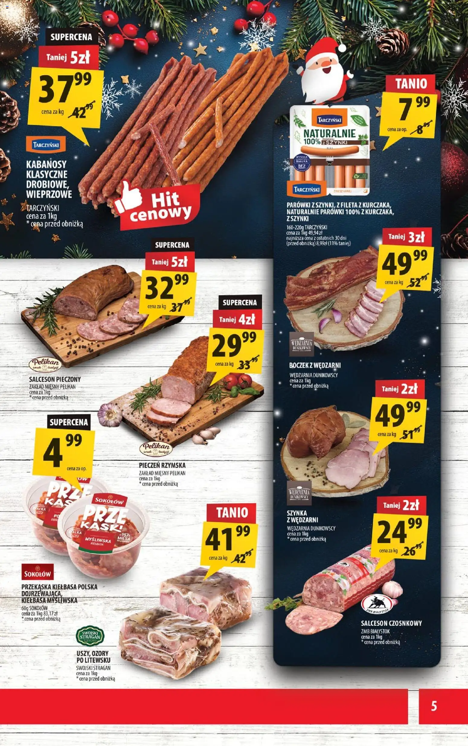 Arhelan Gazetka od 05.12.2025 | Strona: 5 | Produkty: Kiełbasa, Parówki, Szynka, Boczek