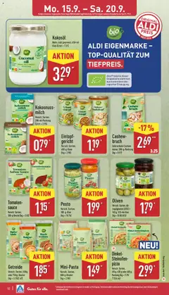 Aldi Prospekt 	 – gültig ab 15.09.2025 | Seite: 12 | Produkte: Milch, Pizza, Getreide, Sahne