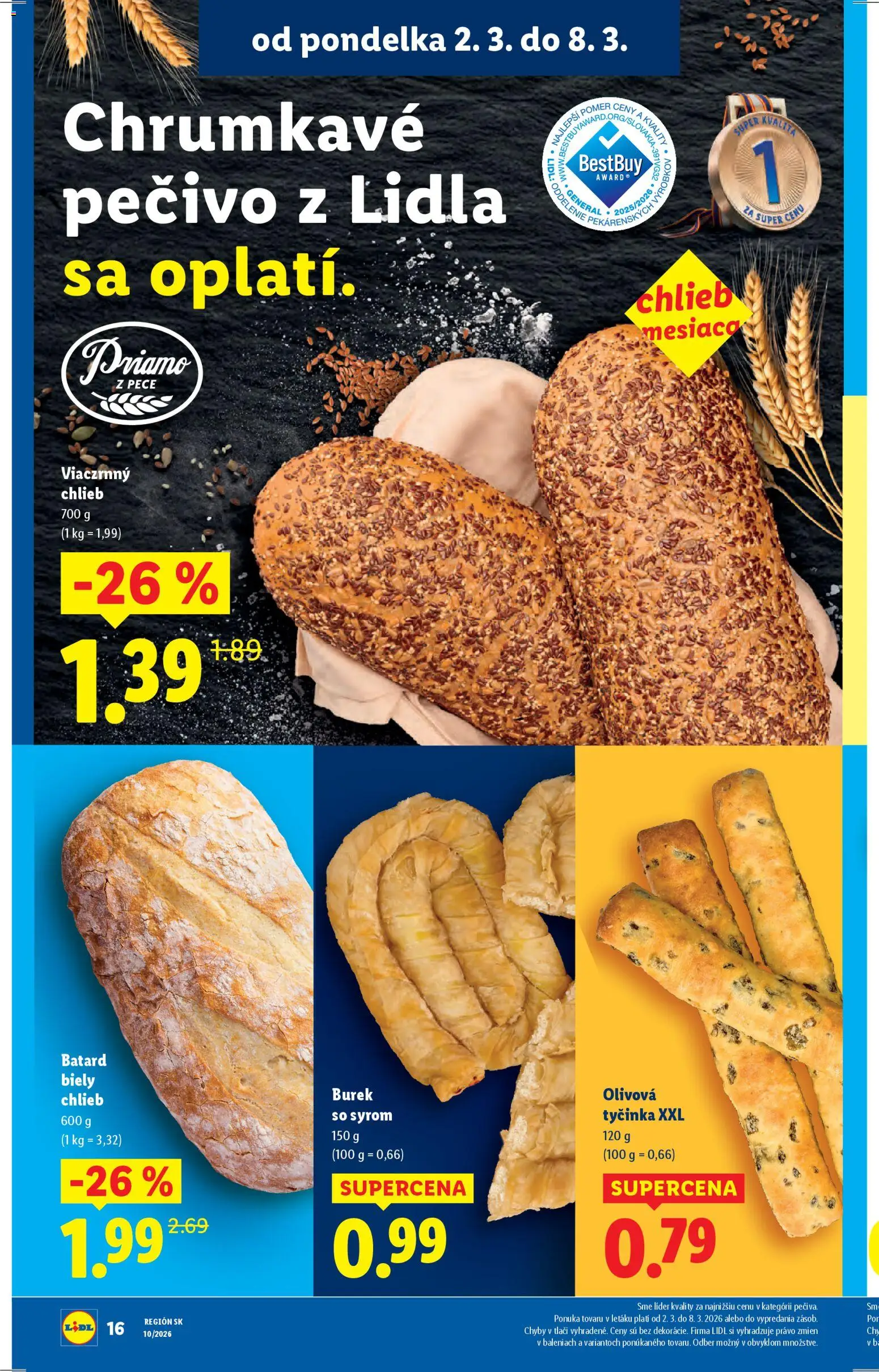 Nové Lidl akcie – leták je platný od 02.03.2026 | Strana: 16 | Produkty: Chlieb