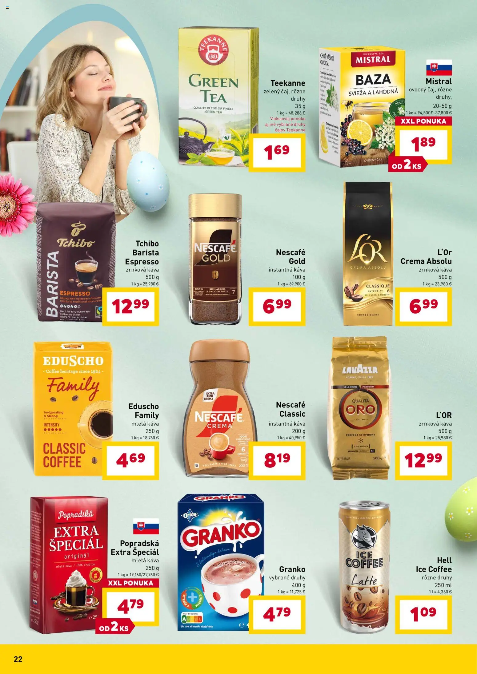 Nové Billa akcie – leták je platný od 11.03.2026 | Strana: 22 | Produkty: Káva, Lavazza, Teekanne, Granko