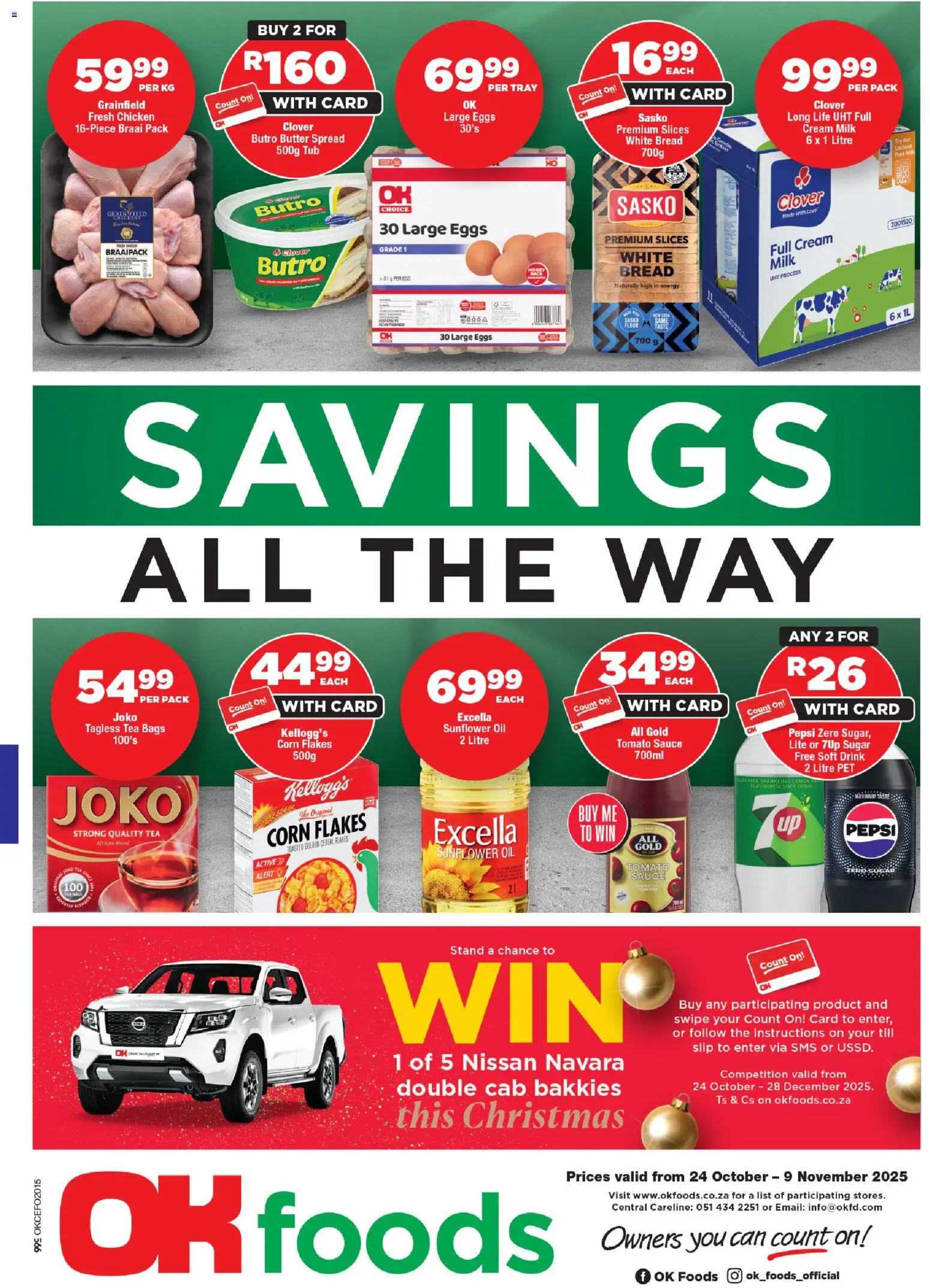 New OK Foods catalogue – valid from 24.10.2025 | Page: 1 | Products: Chicken, Tea, Sauce, Sugar