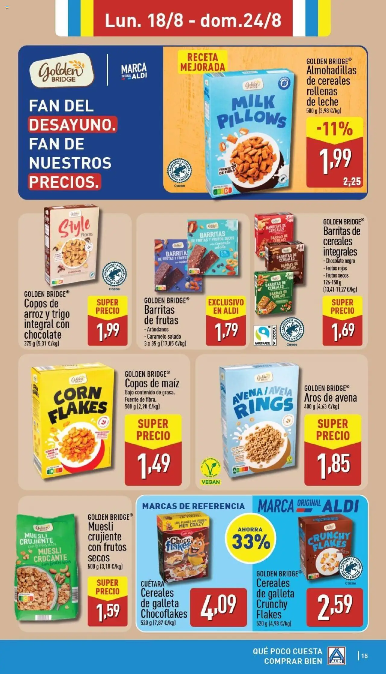 Aldi folleto Canarias │ válido desde el 18.08.2025 | Página: 15 | Productos: Leche, Chocolate, Cereales, Frutos secos