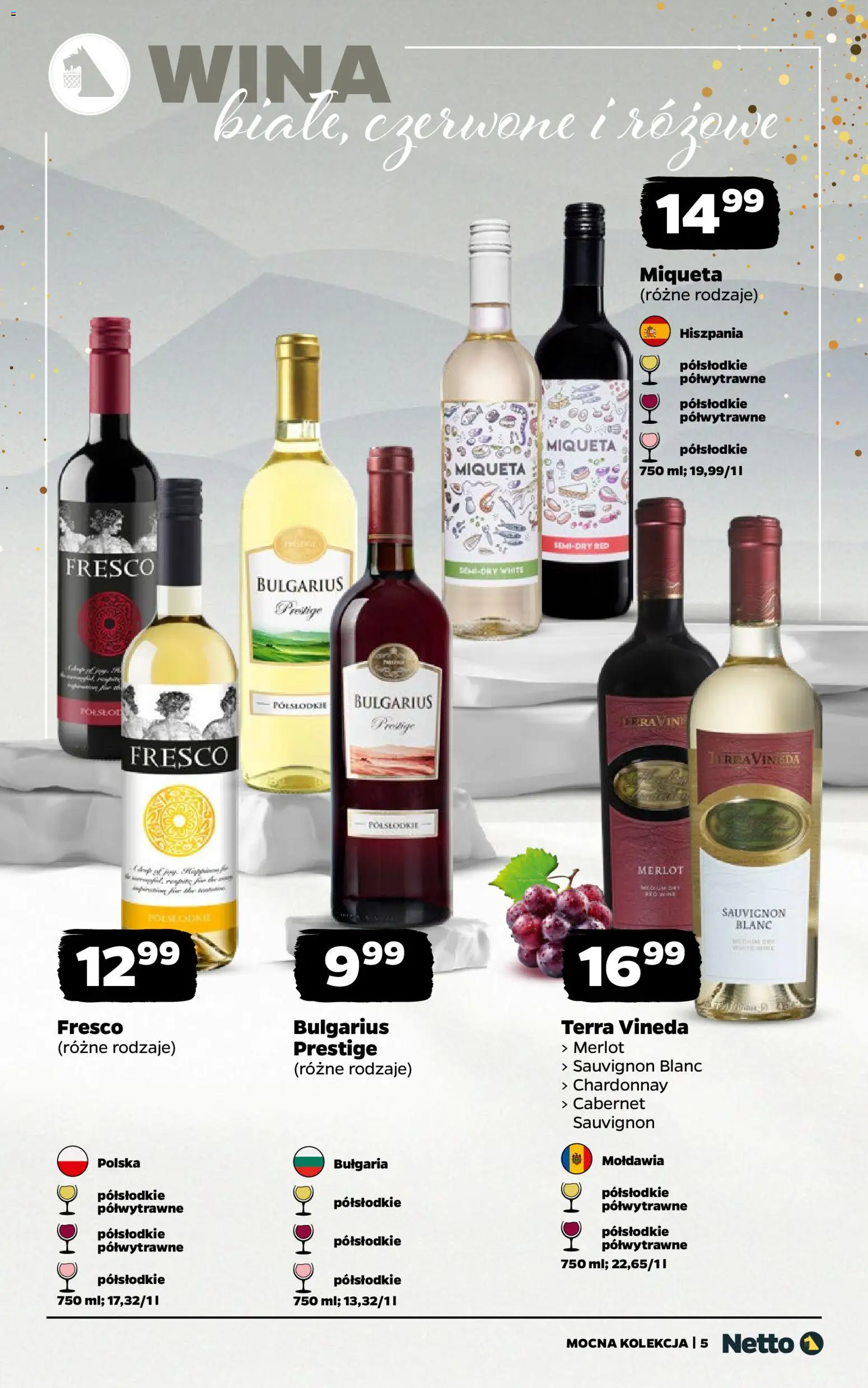 Netto gazetka - Mocna Kolekcja od 22.12.2025 | Strona: 5 | Produkty: Chardonnay, Merlot, Fresco