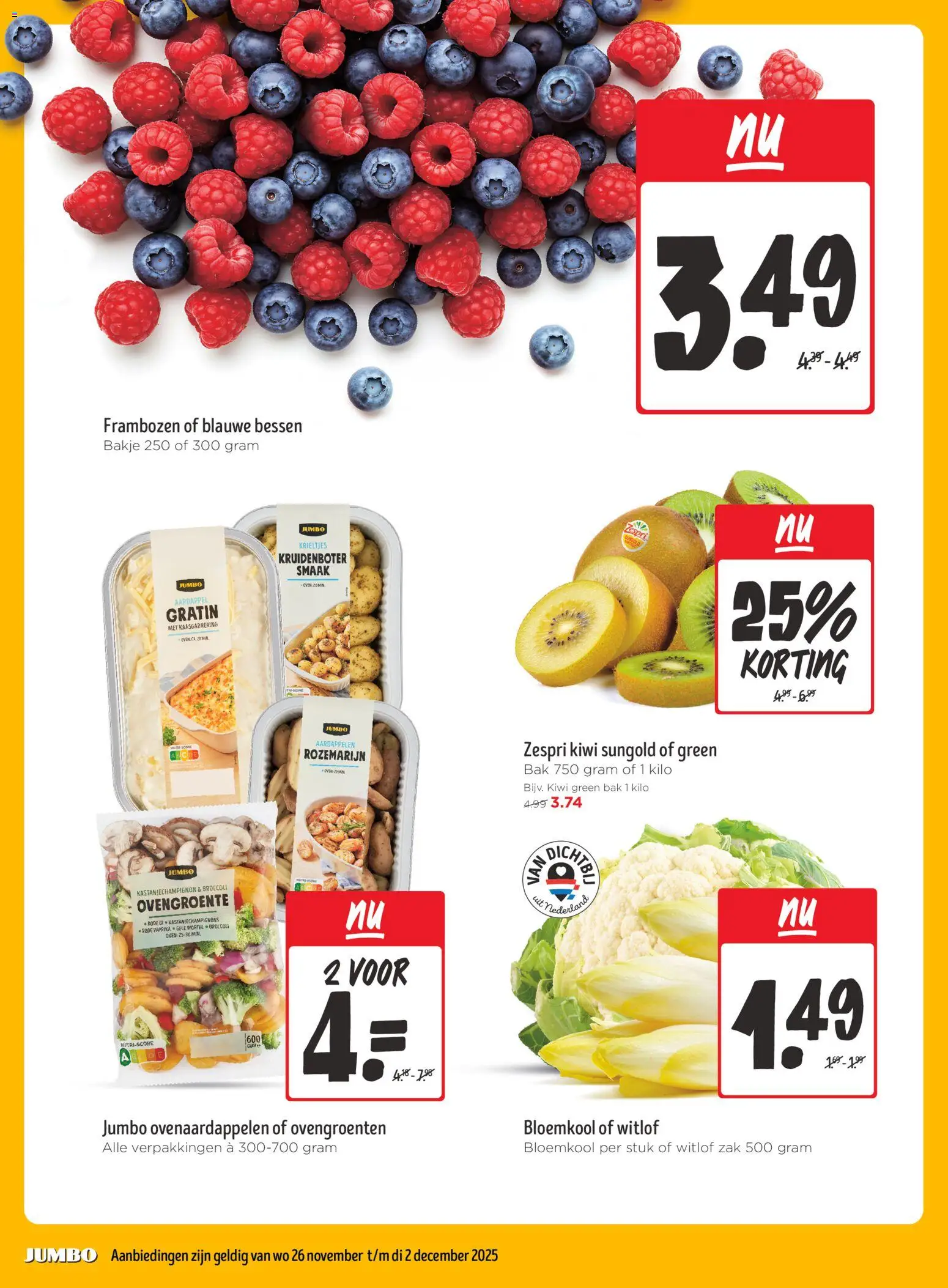 {H1} | Pagina: 6 | Producten: Bloemkool, Kiwi, Zak, Frambozen