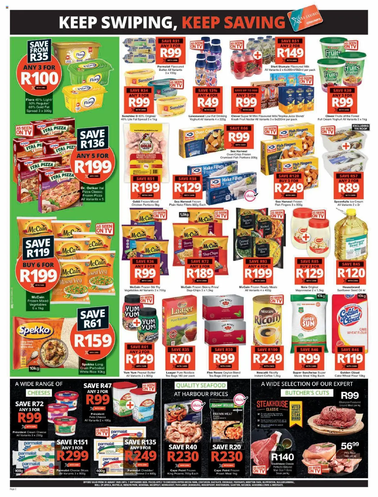 Checkers Gauteng - Hyper Price Drop Promotion │ valid from 20.08.2025 | Page: 2 | Products: Cream, Peanut butter, Fat spread, Seafood