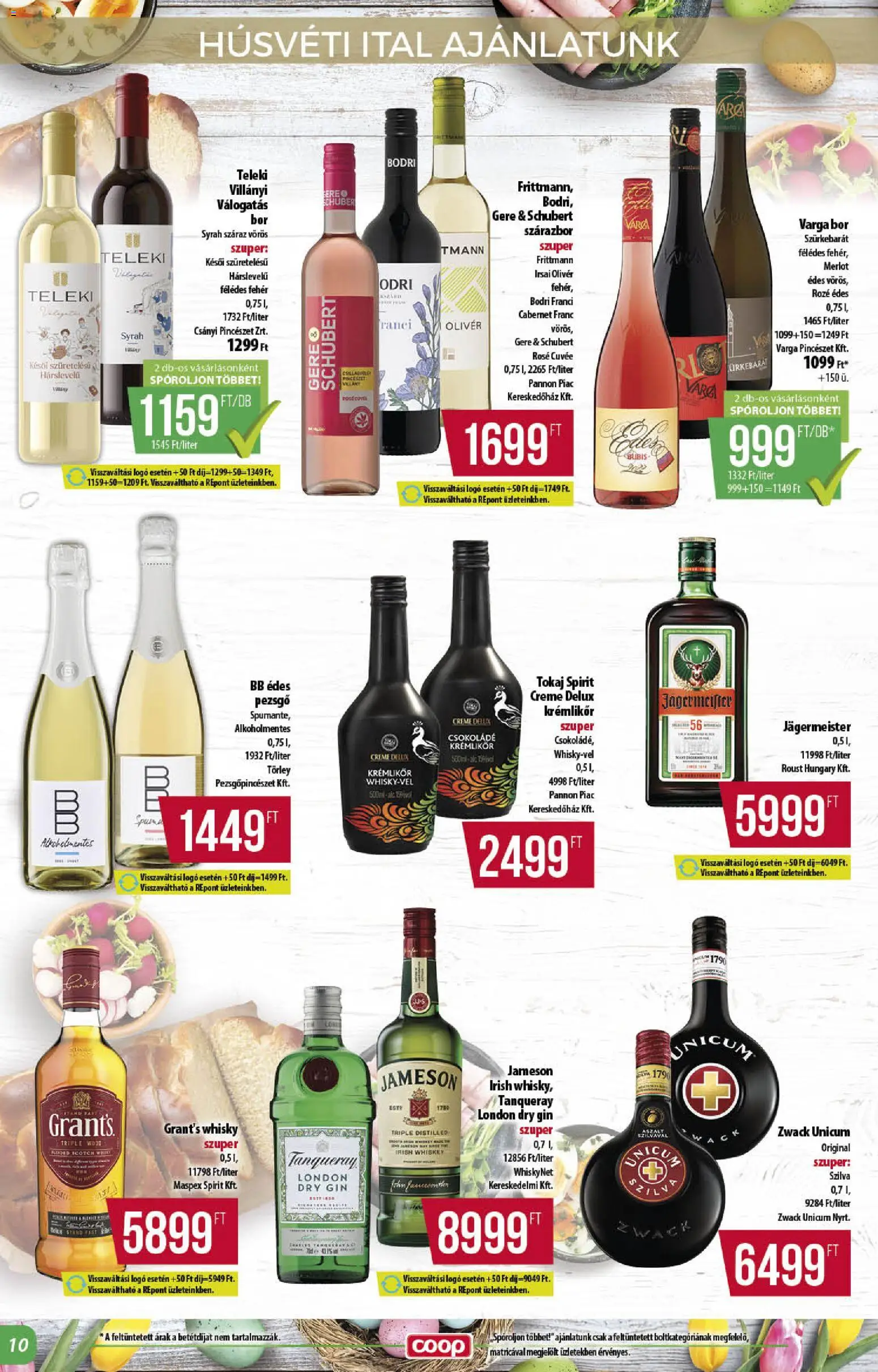 COOP akciós ujság - amely érvényes a következő dátumtól: 26.03.2026 | Oldal: 10 | Termékek: Jameson, Szilva, Csokoládé, Bor