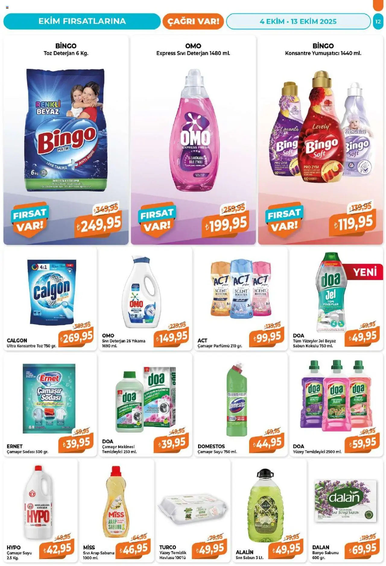 Çağrı Market Katalog - 04.10.2025 tarihinden itibaren geçerlidir | Sayfa: 12 | Ürünler: Arap sabunu, Banyo, Deterjan, Yüzey temizleyici