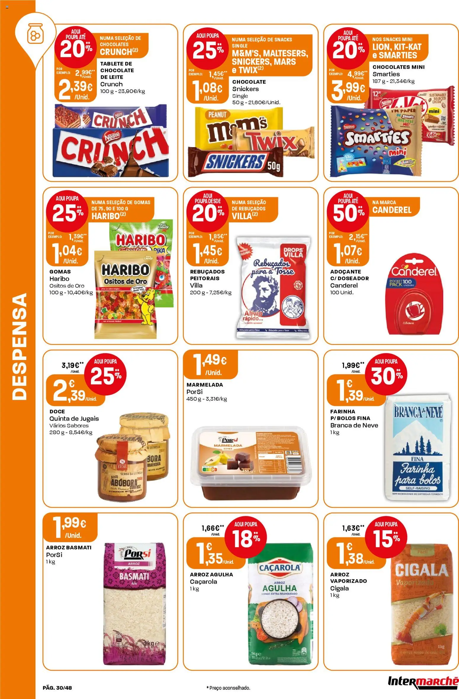 Intermarché folheto │ válido de 02.01.2026 | Página: 30 | Produtos: Marmelada, Chocolates, Rebuçados, Leite