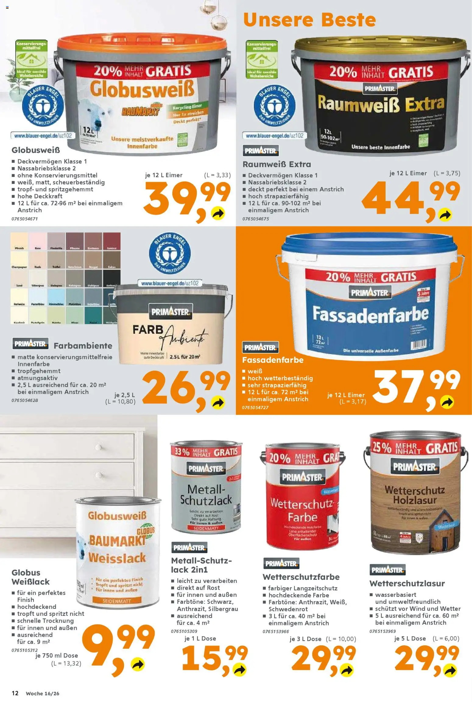 Globus Baumarkt Prospekt Zweibrücken	 – gültig ab 13.04.2026 | Seite: 12 | Produkte: Finish, Pfirsich