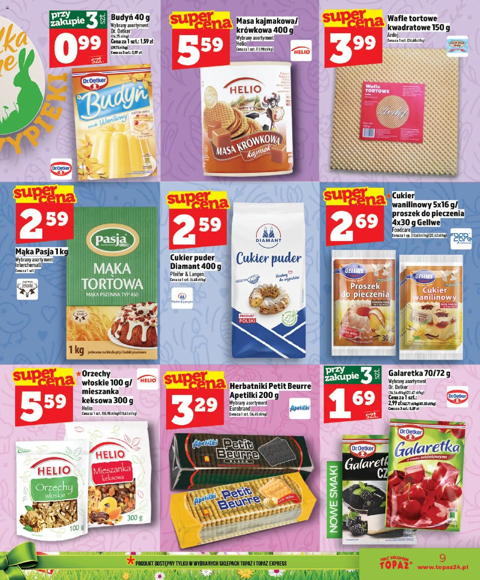 Topaz gazetka - Ceny małe na stałe od 26.03.2026 | Strona: 9 | Produkty: Cukier puder, Kajmak, Orzechy, Cukier