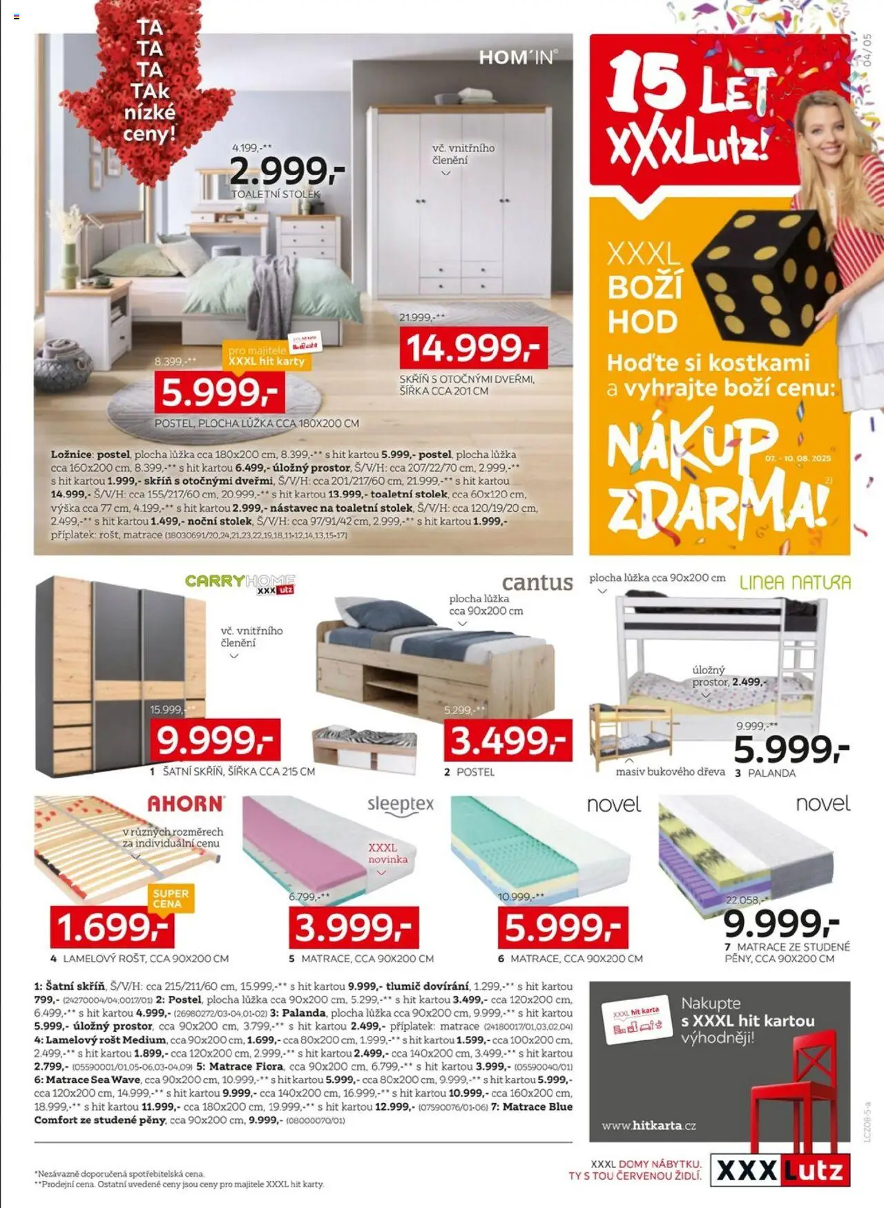 XXXLutz leták - Sleva 25 % na téměř celý nákup od 04.08.2025 | Strana: 5 | Produkty: Toaletní stolek, Matrace, Rošt, Karty