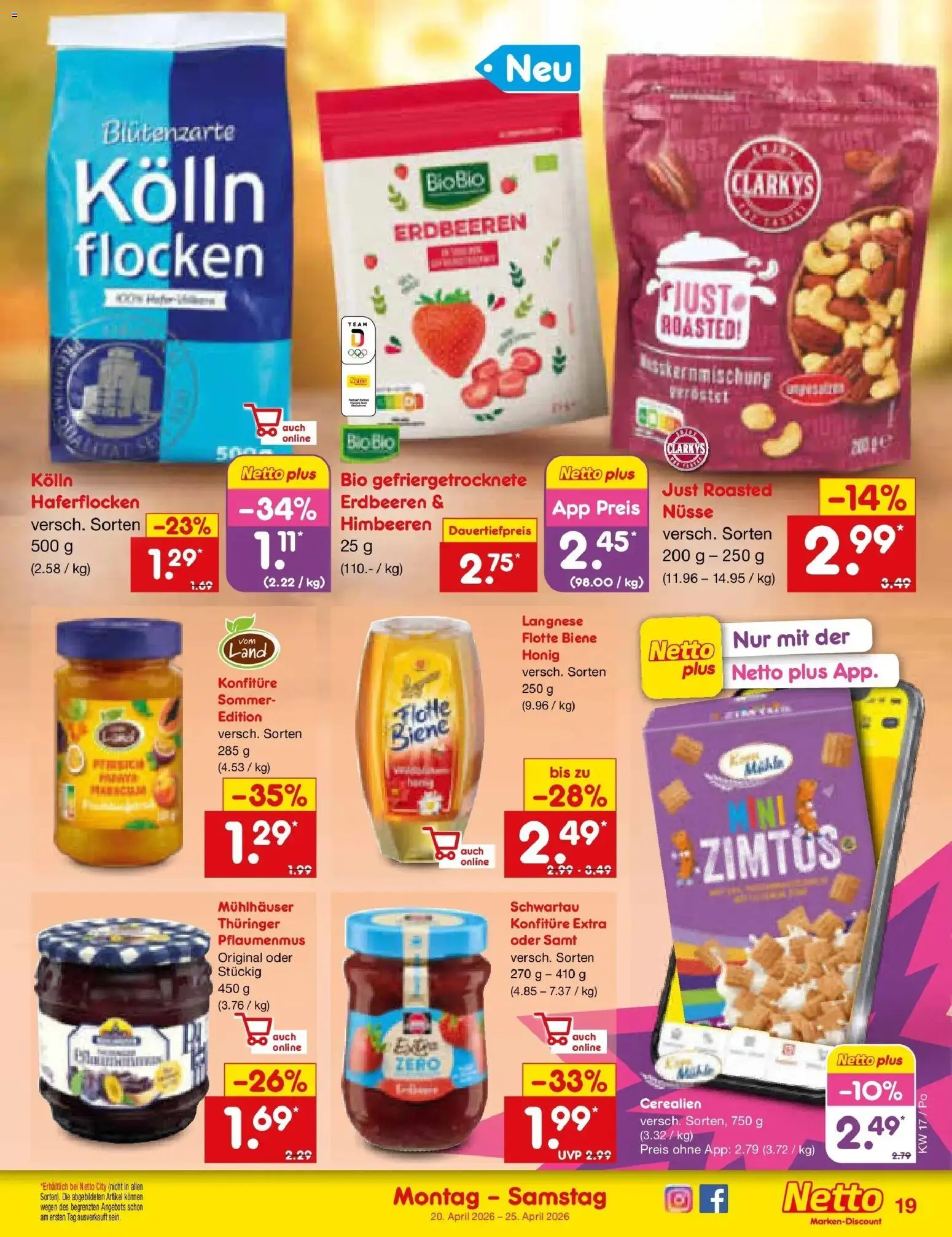 Netto Marken-Discount Prospekt Regensburg	 – gültig ab 20.04.2026 | Seite: 21 | Produkte: Langnese, Kolln, Erdbeeren, Flocken