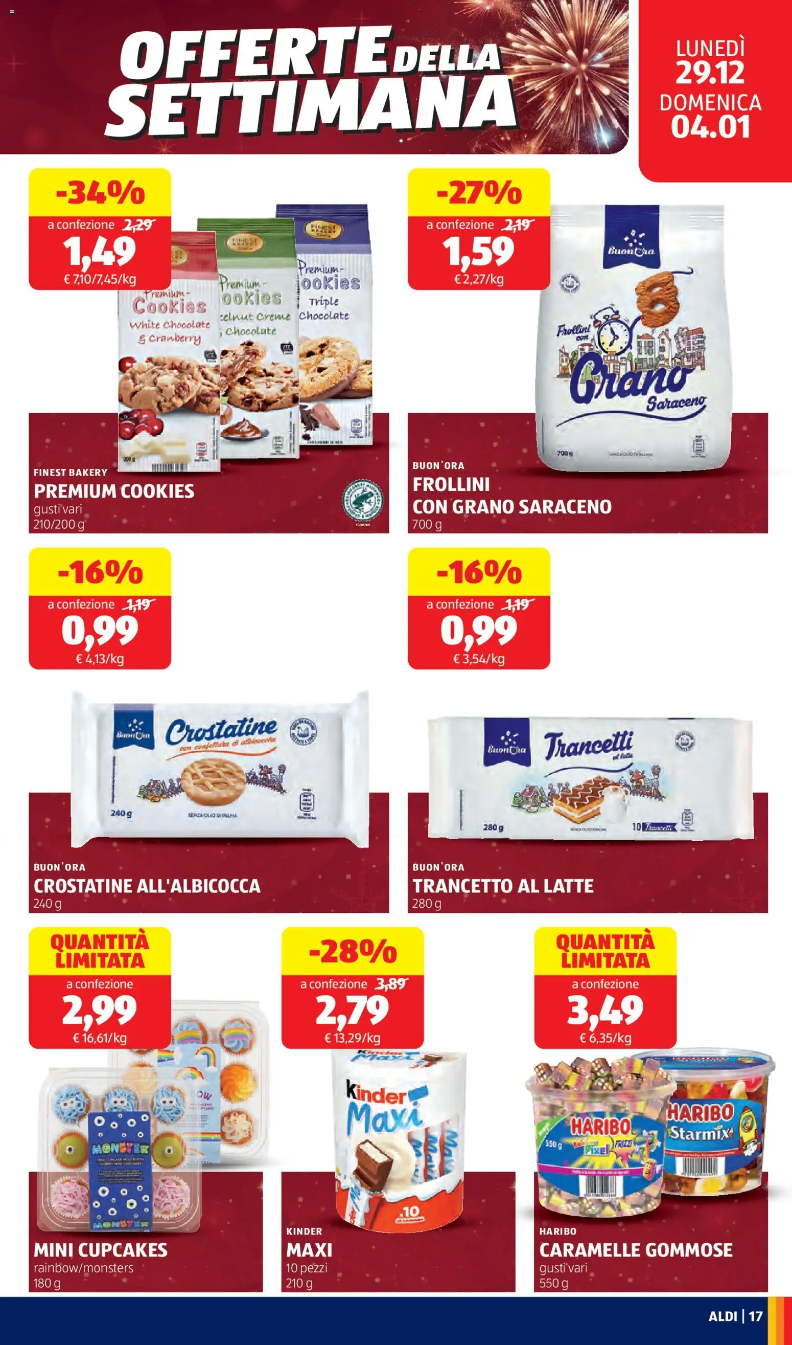 Volantino Aldi del 29.12.2025 | Pagina: 17 | Prodotti: Caramelle, Latte, Crostatine, Frollini