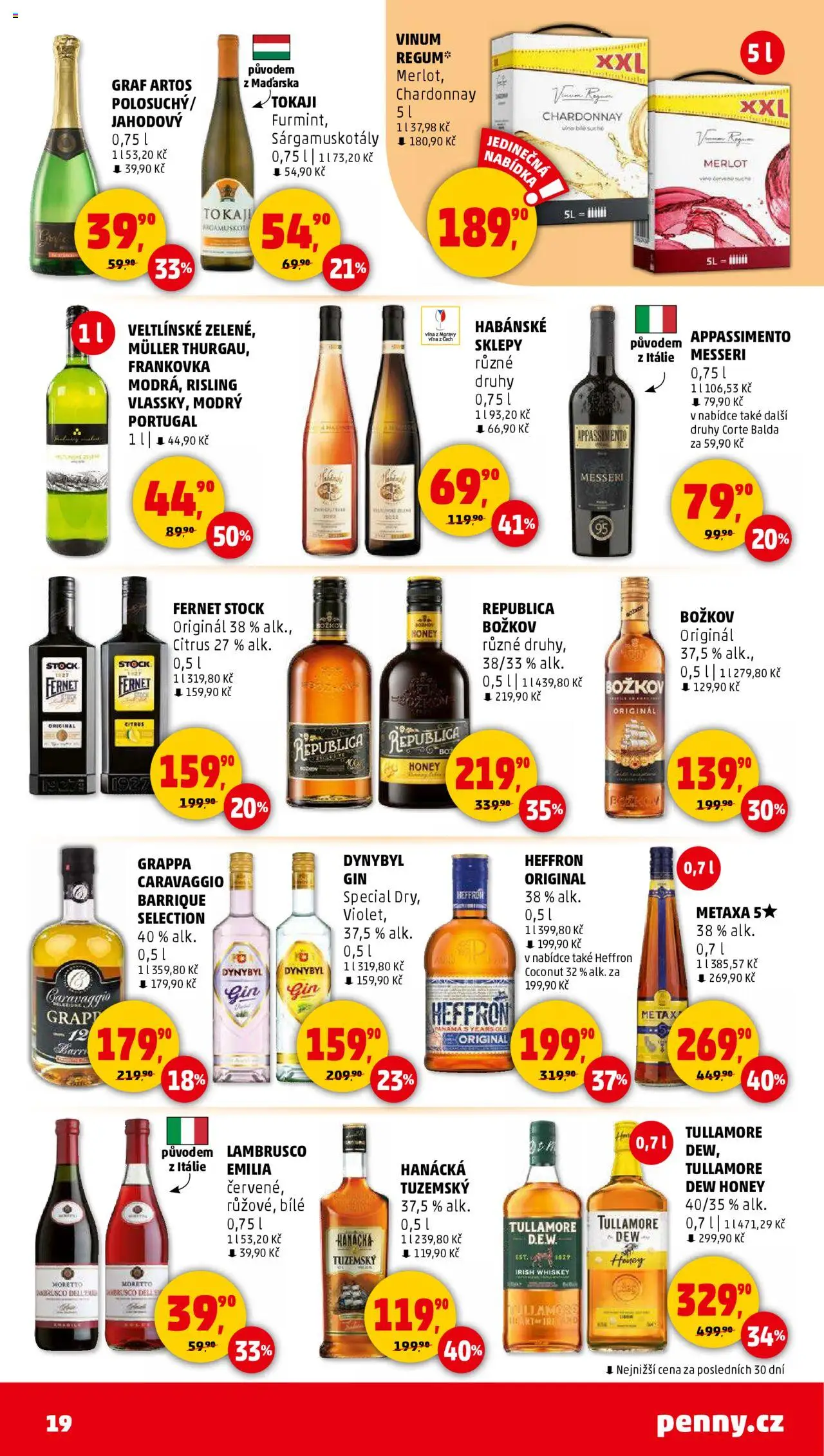 Penny Market leták - Čtvrtečník od 26.06.2025 | Strana: 19 | Produkty: Fernet, Grappa, Tokaji, Heffron coconut