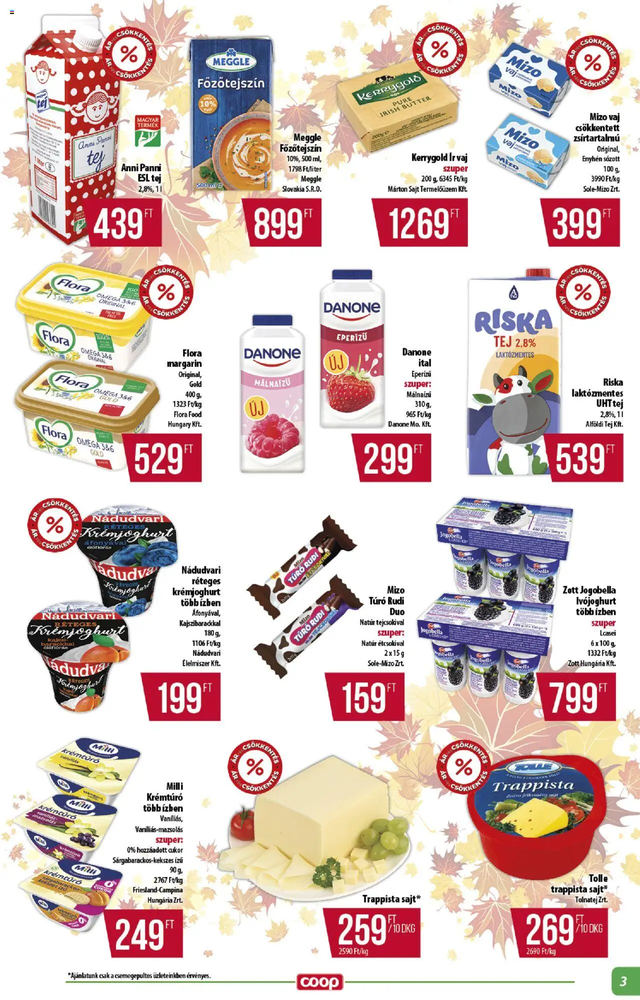 COOP akciós ujság - amely érvényes a következő dátumtól: 24.10.2025 | Oldal: 3 | Termékek: Vaj, Sajt, Túró, Cukor