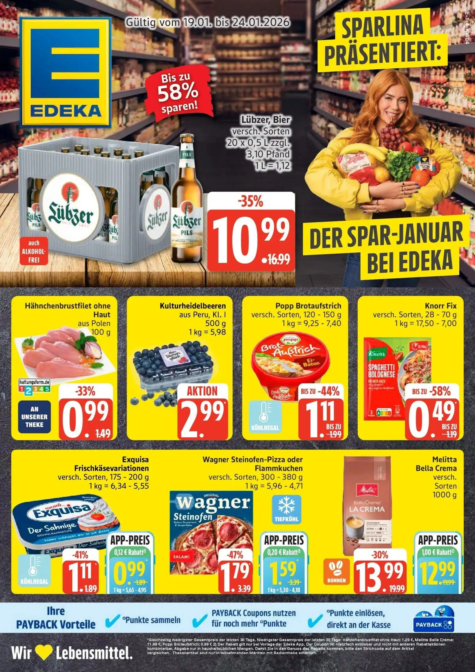 Edeka prospekt Rostock	 – gültig ab 18.01.2026 | Seite: 1 | Produkte: Melitta, Knorr fix, Bier, Pizza