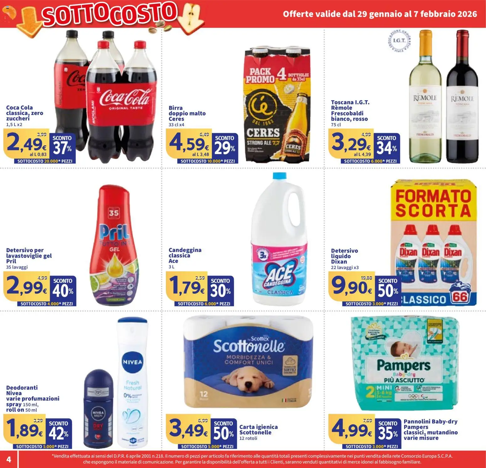 Volantino SIGMA del 29.01.2026 | Pagina: 4 | Prodotti: Detersivo per lavastoviglie, Candeggina, Lavastoviglie, Pampers