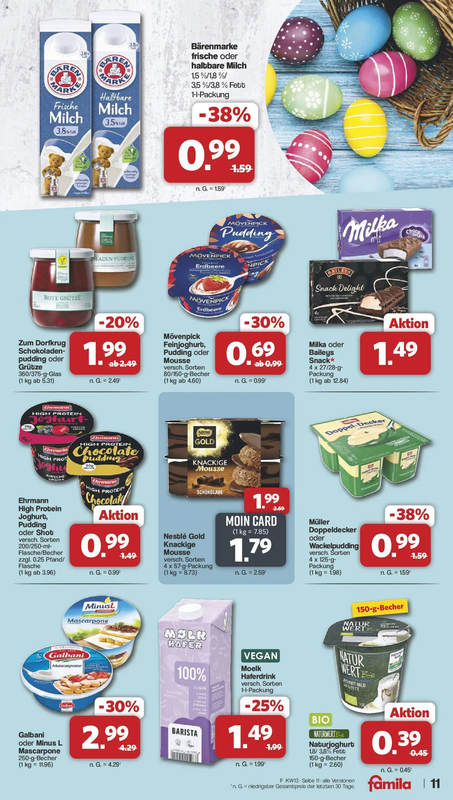 Famila Nordwest Prospekt 	 – gültig ab 23.03.2026 | Seite: 11 | Produkte: Haltbare milch, Pudding, Haferdrink, Baileys