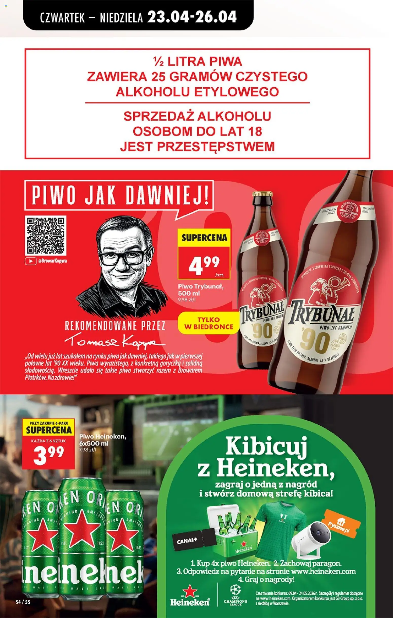 Biedronka gazetka od czwartku od 23.04.2026 | Strona: 78 | Produkty: Piwo, Alkohol, Heineken
