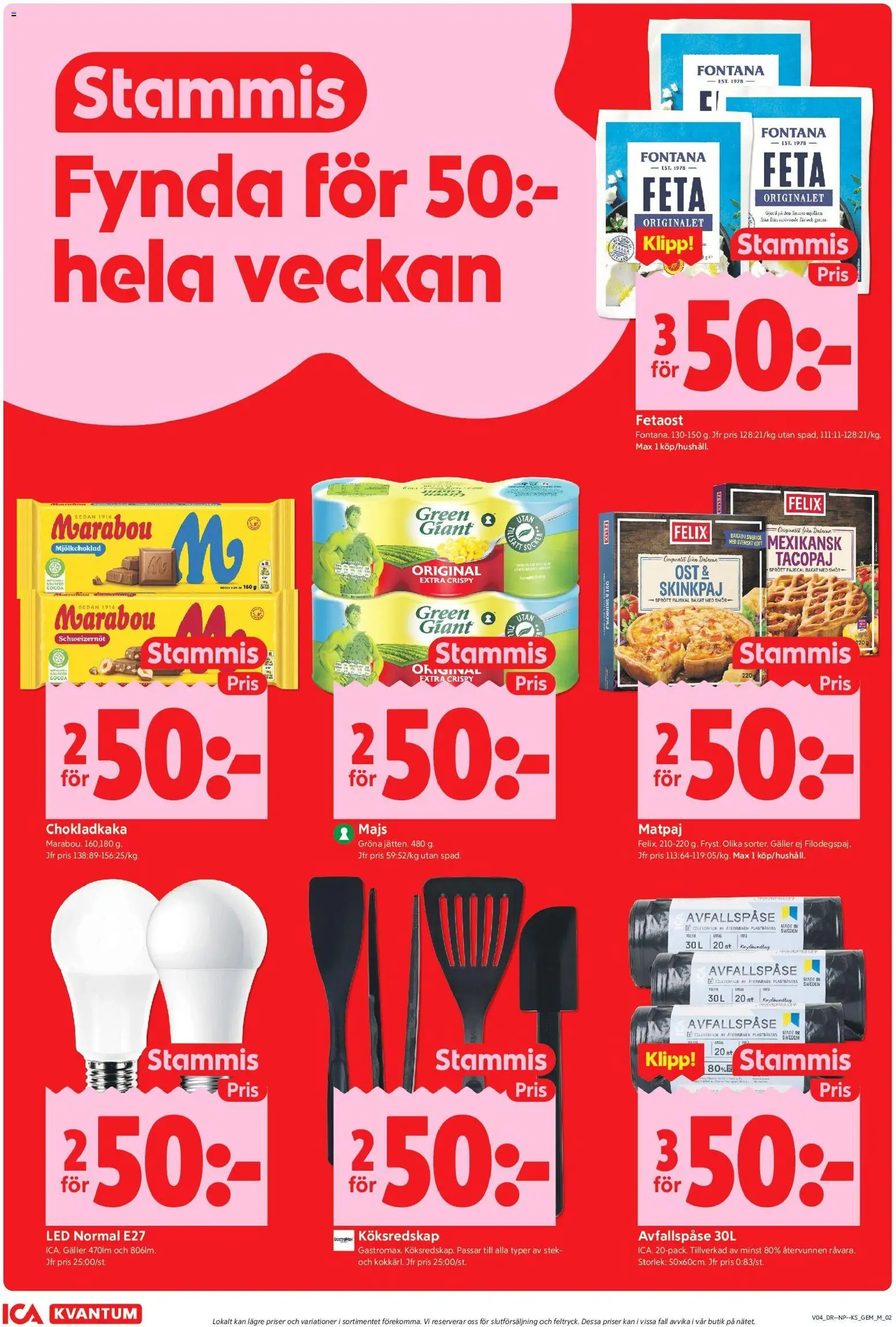 ICA Kvantum reklamblad aktuell från 19.01.2026 | Sida: 2 | Produkter: Chokladkaka, Fetaost, Smör, Majs