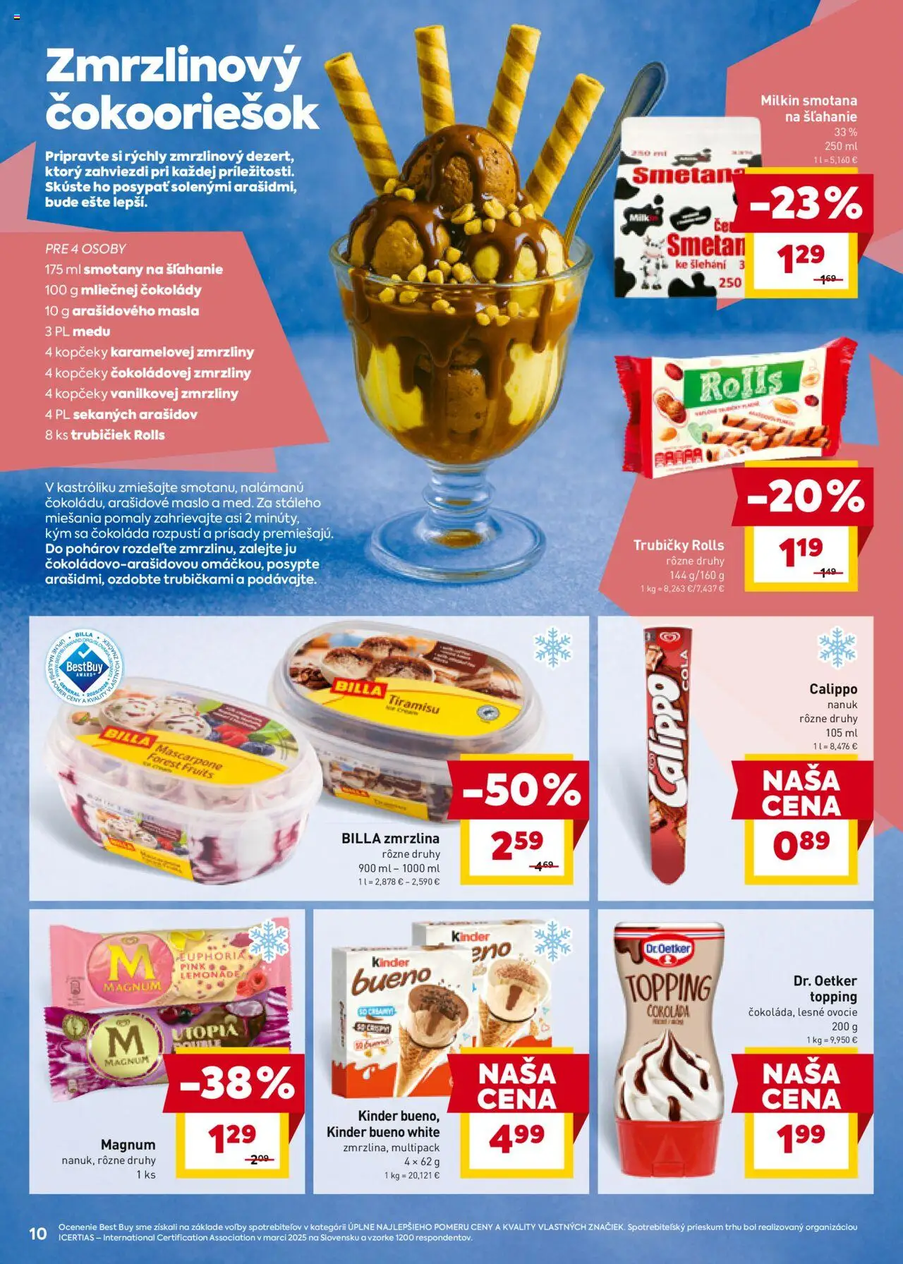 Billa leták │ platný od 27.08.2025 | Strana: 10 | Produkty: Maslo, Kinder, Zmrzlina, Ovocie